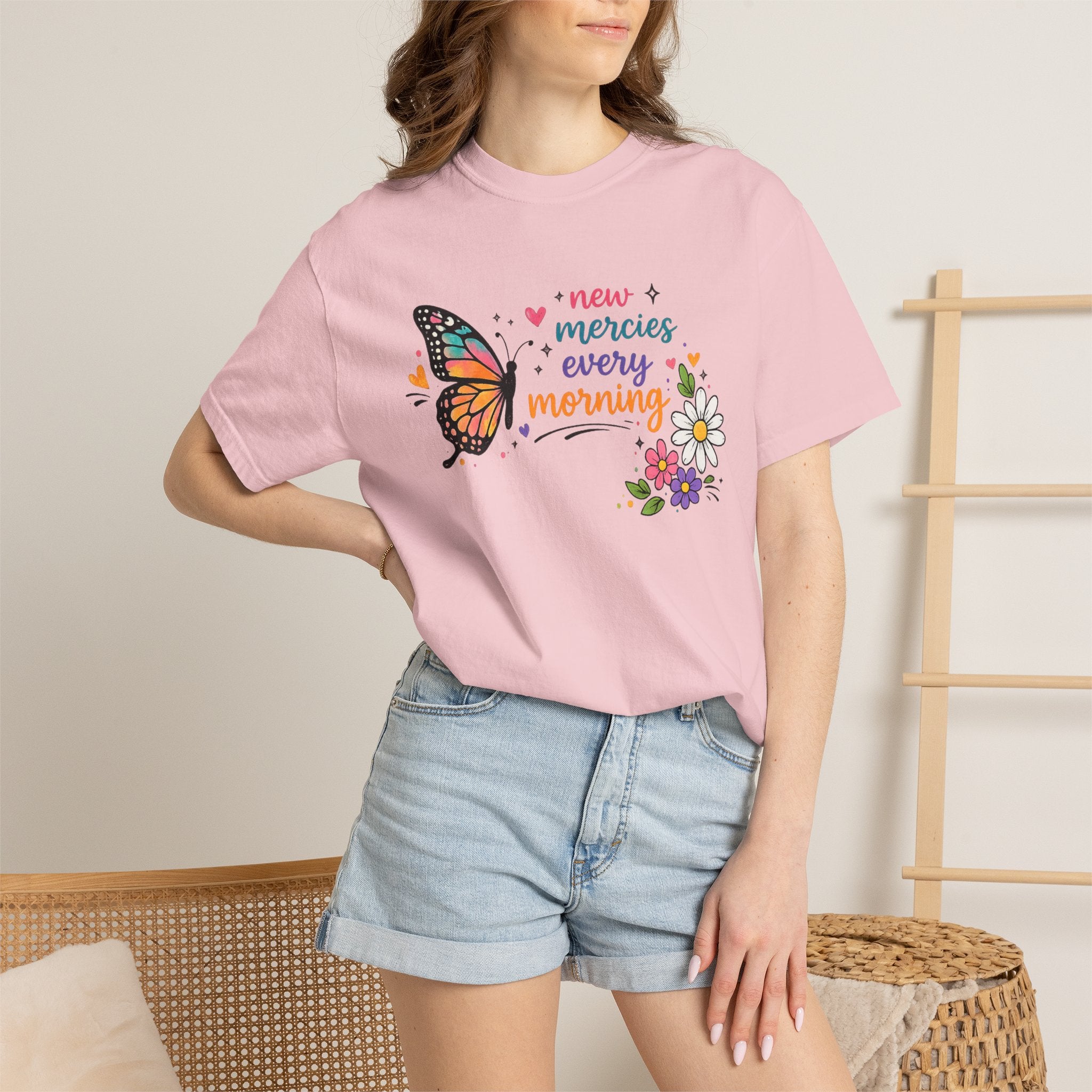 New Mercies Every Morning T-Shirt — Butterfly Floral Inspirational Tee
