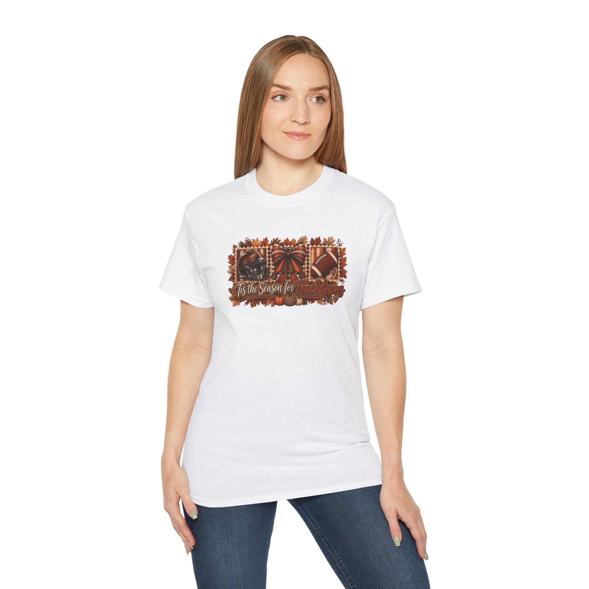 Fall Football & Pumpkins Tee — "Tis the Season" Autumn Graphic Shirt