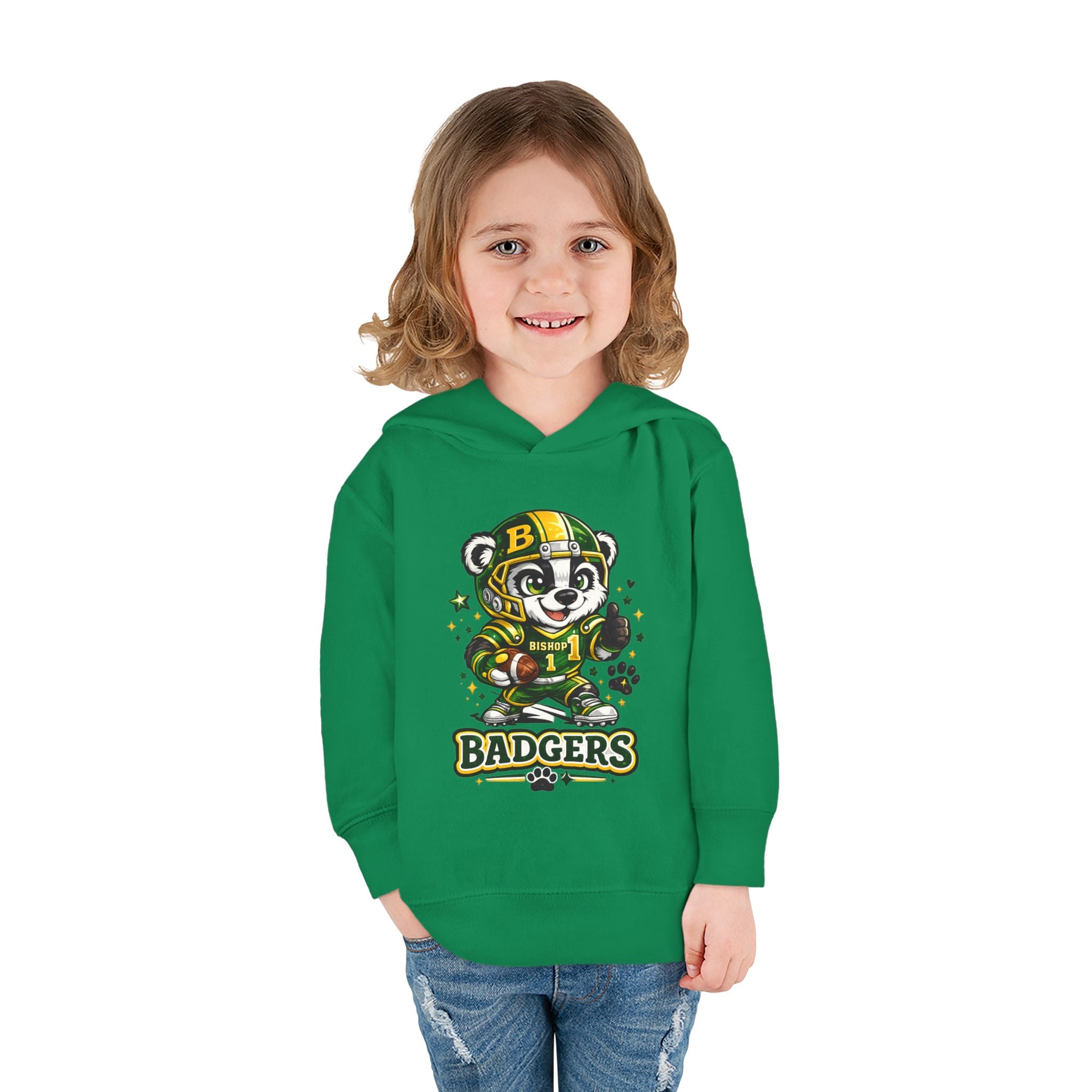 Toddler Hoodie — Cute Badger Mascot Football Pullover