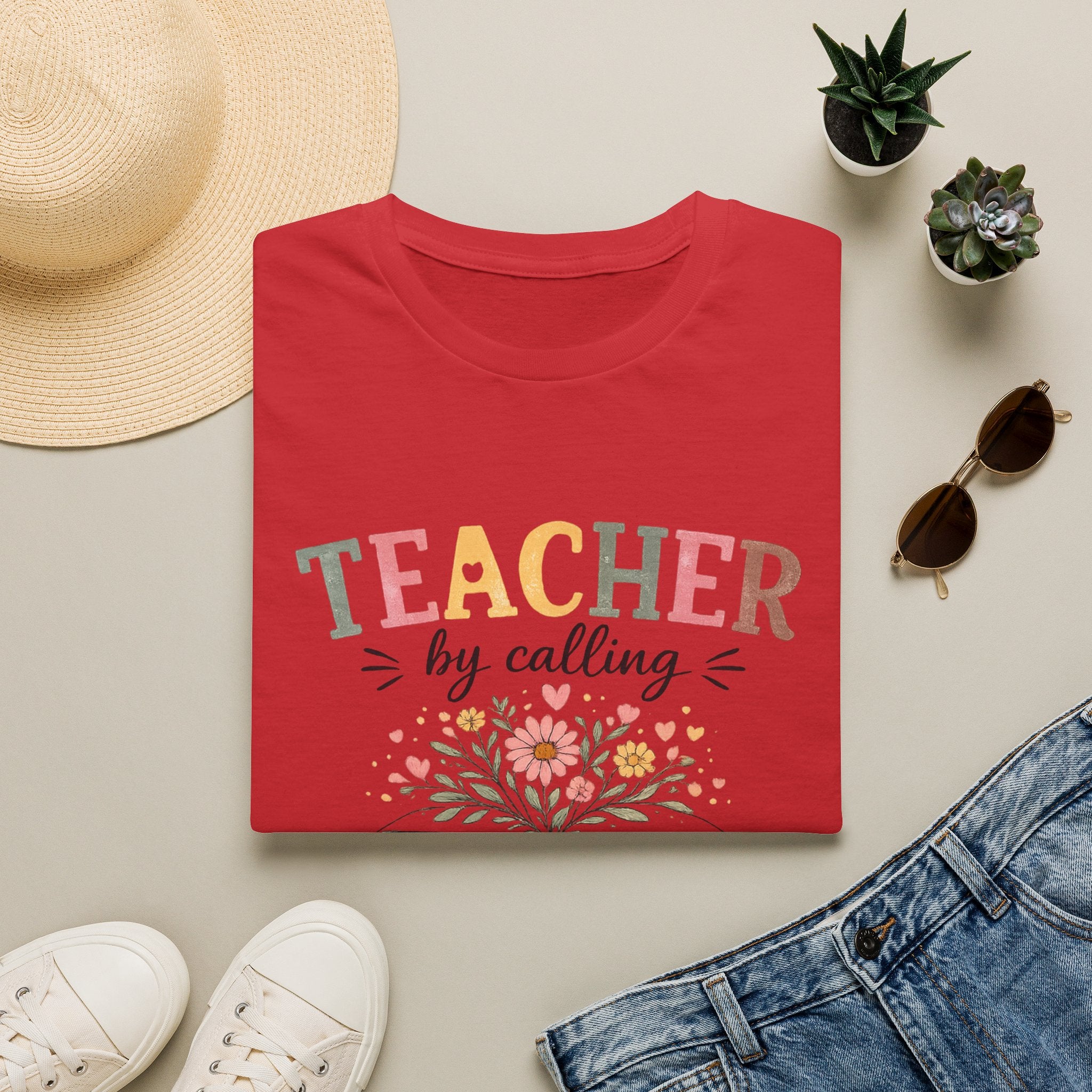 Teacher By Calling Floral T-Shirt — Inspirational Gift for Educators