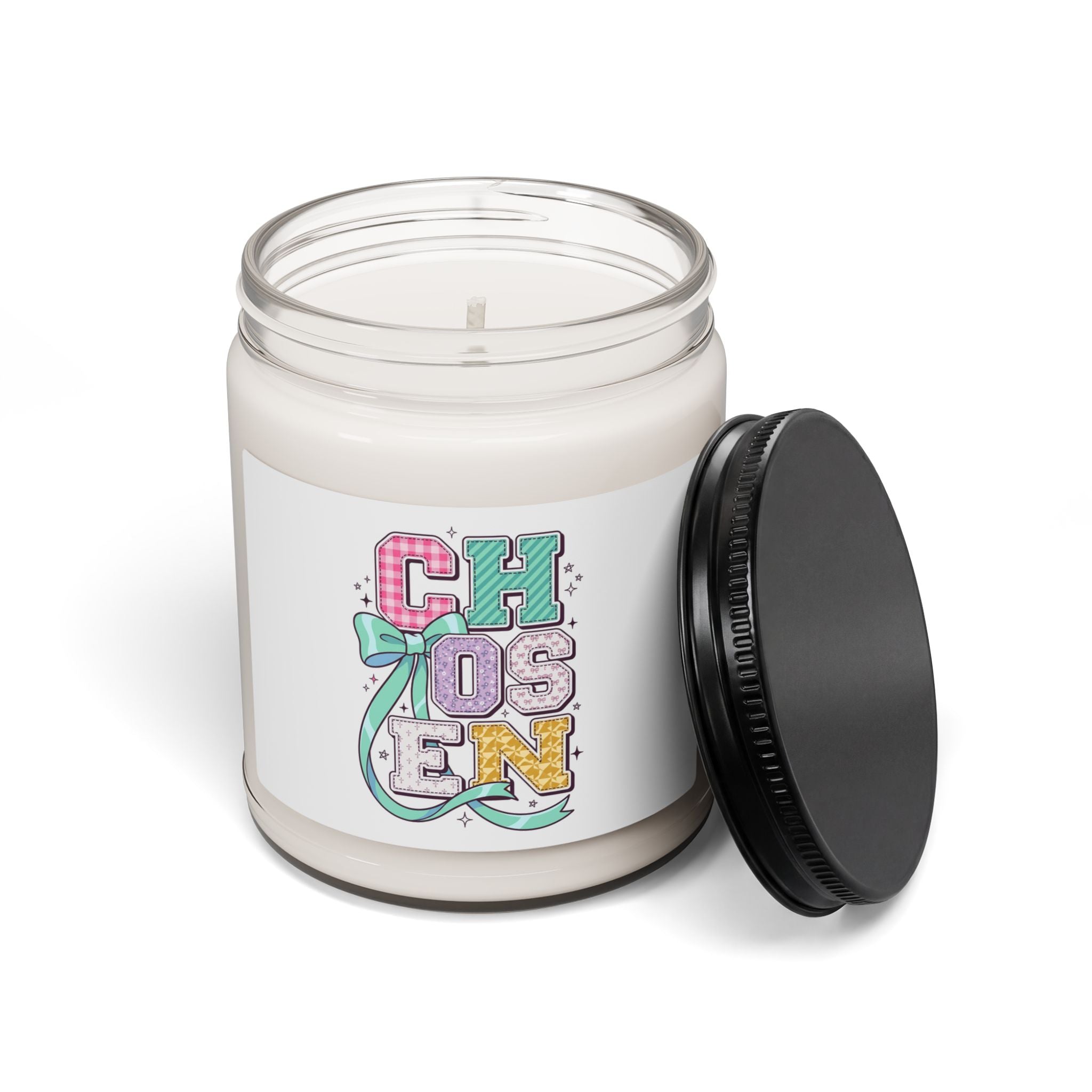Chosen Soy Candle | Christian Faith Rainbow Mixed-Font Scripture Style