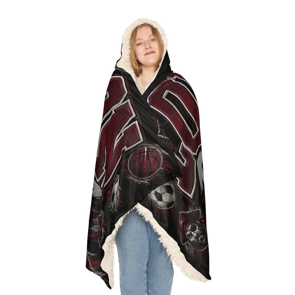 London Pirates Hooded Blanket – Sports Team Snuggle Throw with Soccer & Basketball Design