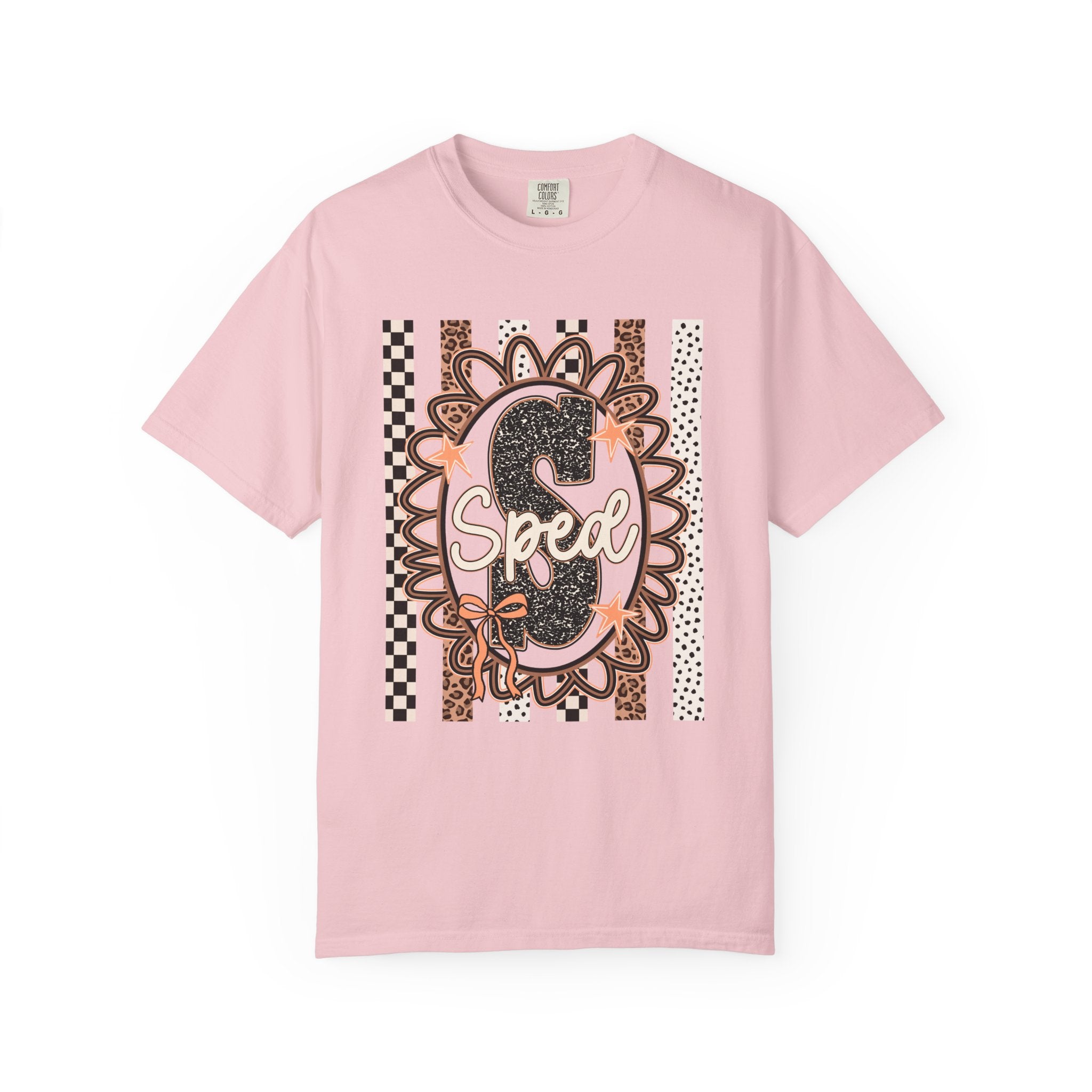 Speed S Graphic Tee — Vintage Leopard Floral Checkerboard Design