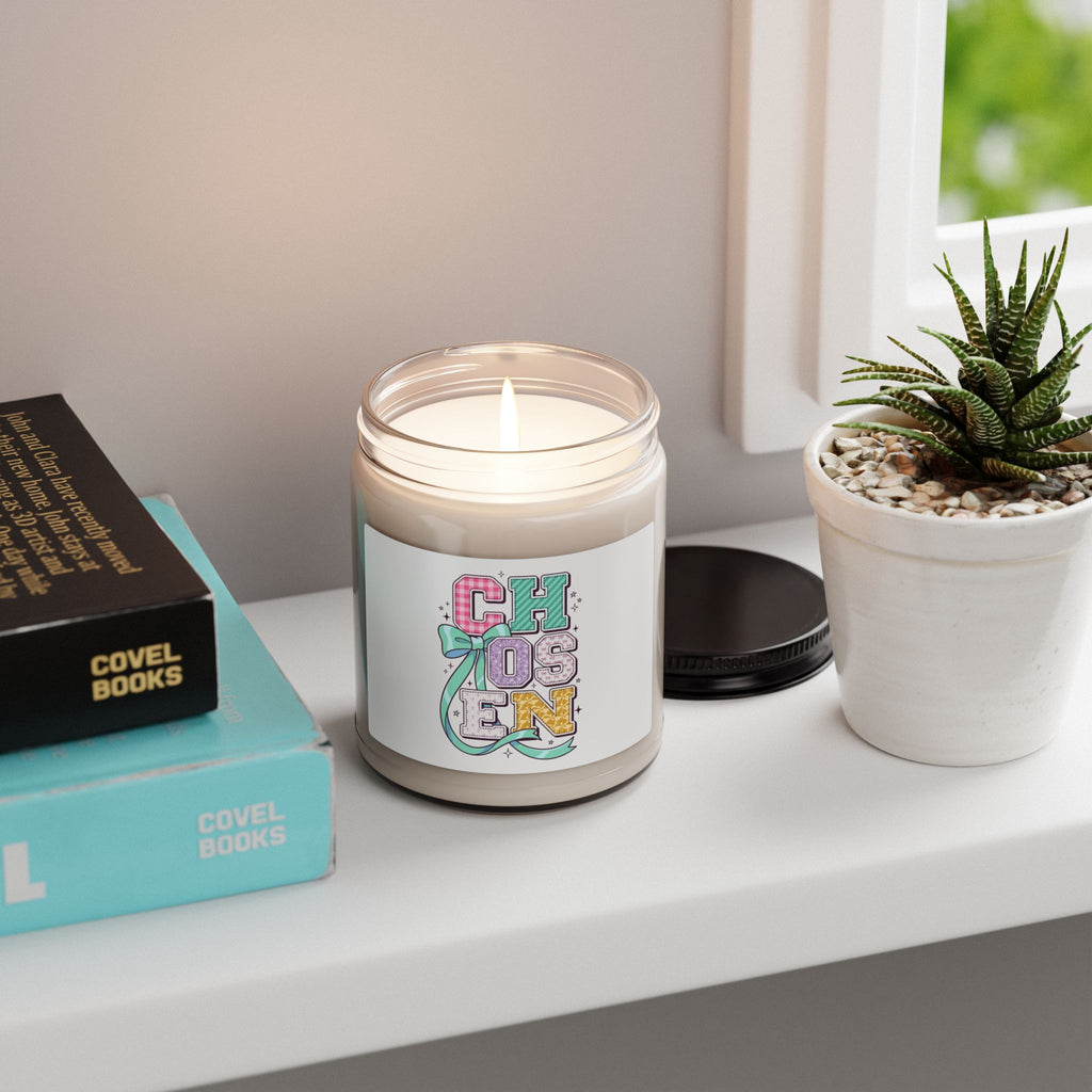 Chosen Soy Candle | Christian Faith Rainbow Mixed-Font Scripture Style