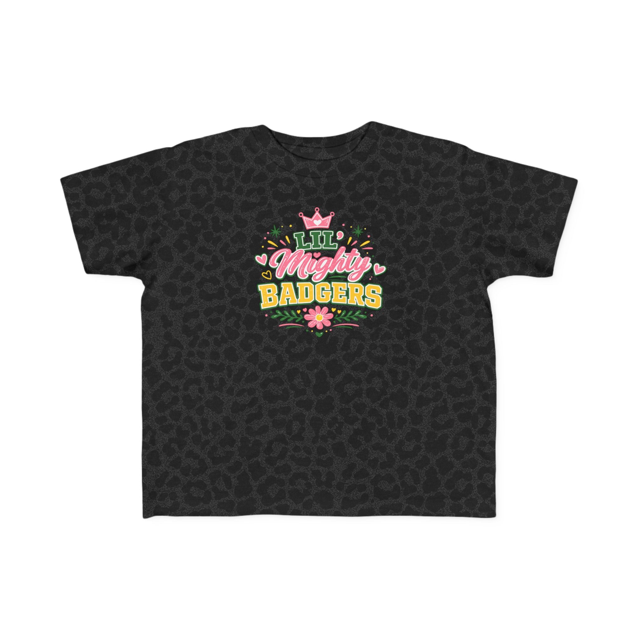 Toddler Tee — 'Lil Mighty Badger' Cute Floral Graphic