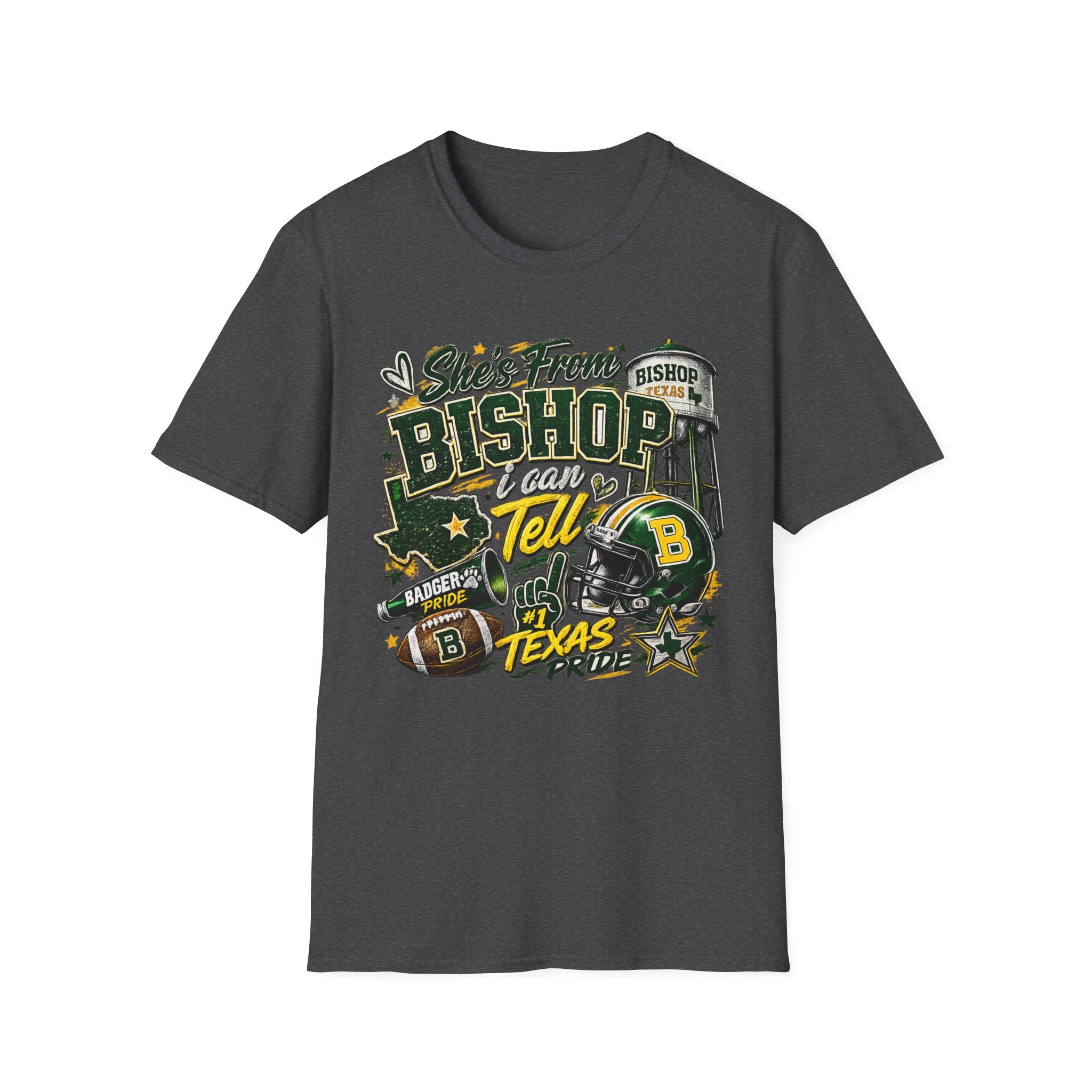 Bishop, Texas Pride T-Shirt — “She's From Bishop I Can Tell” Local Football Spirit Tee