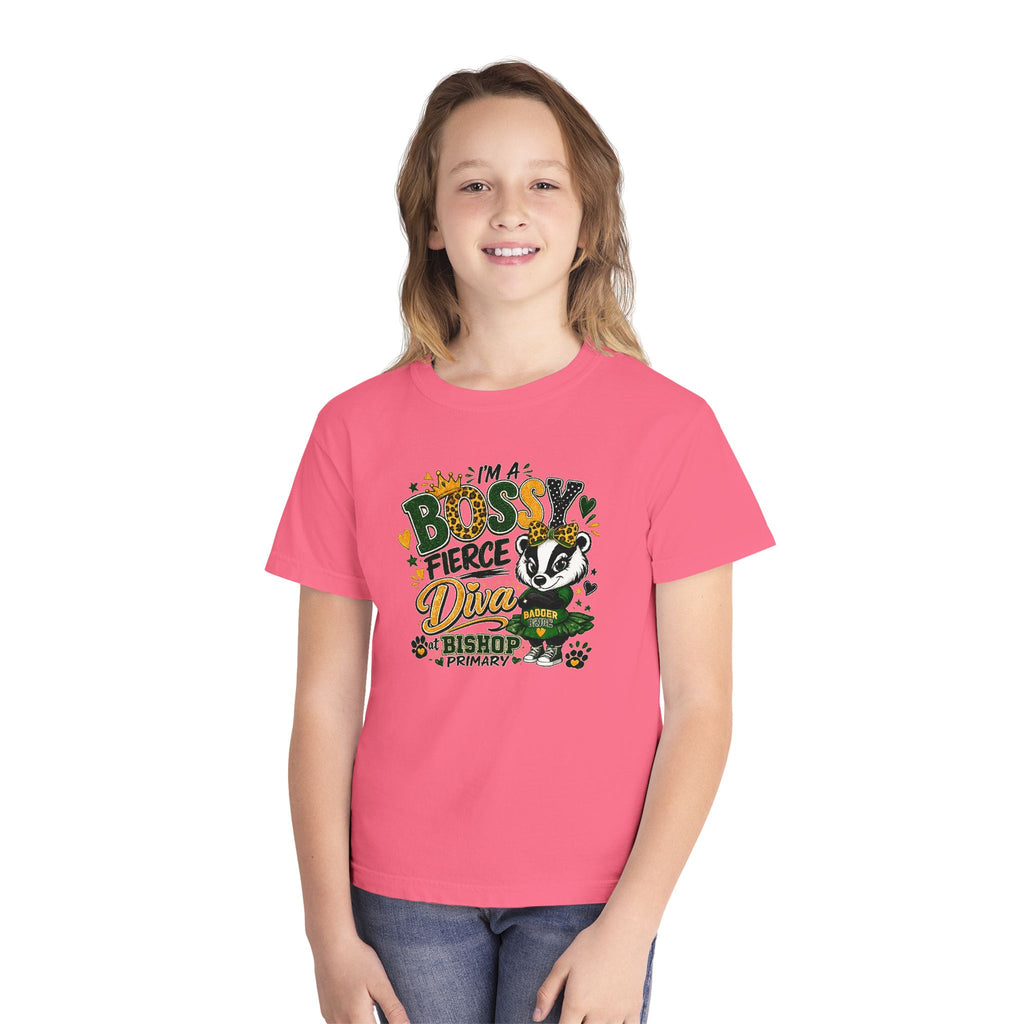 Youth Tee — "I’m A Bossy Fierce Diva" School Mascot Graphic