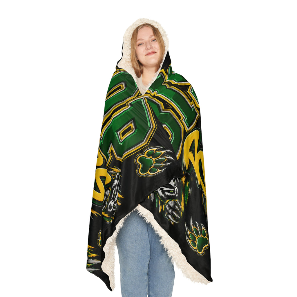 Hooded Blanket — Bishop Badgers Snuggle Throw with Logo & Paw Print