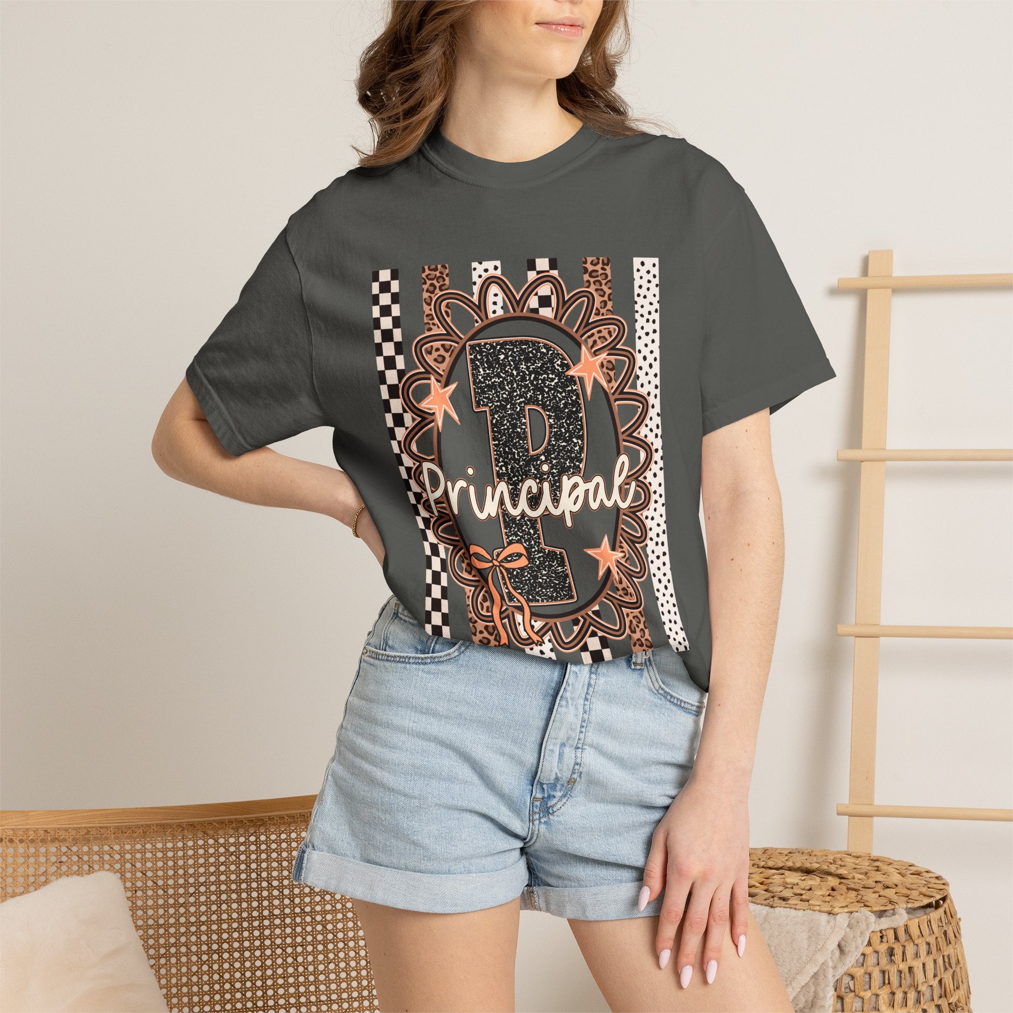 Principal Number 1 T-Shirt — Leopard & Floral School Staff Tee