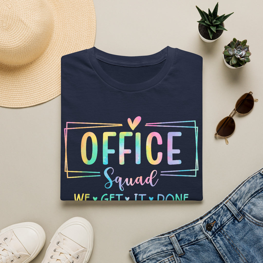 Office Squad Tee — Colorful "We Get It Done" Teamwork T‑Shirt