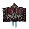 London Pirates Hooded Blanket – Sports Team Snuggle Throw with Soccer & Basketball Design
