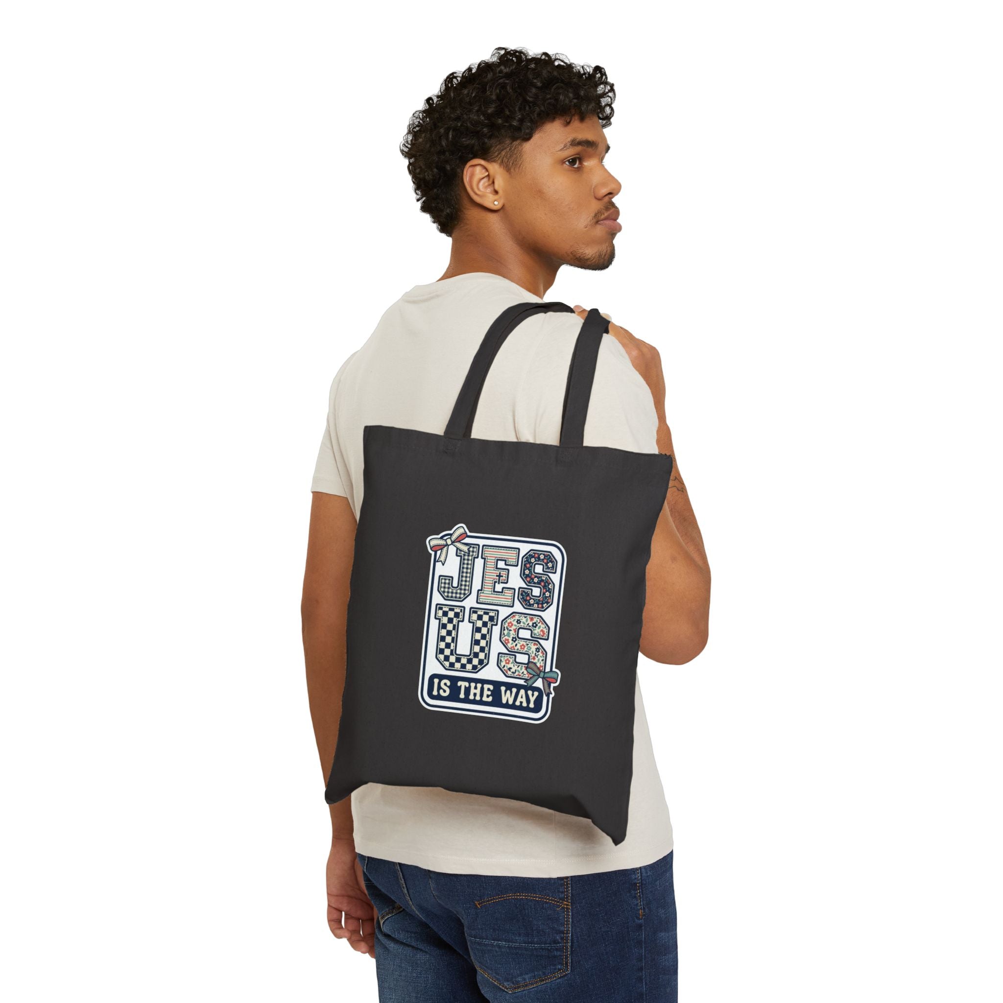 Jesus Is The Way Tote, Christian Scripture Tote, Colorful Faith Canvas