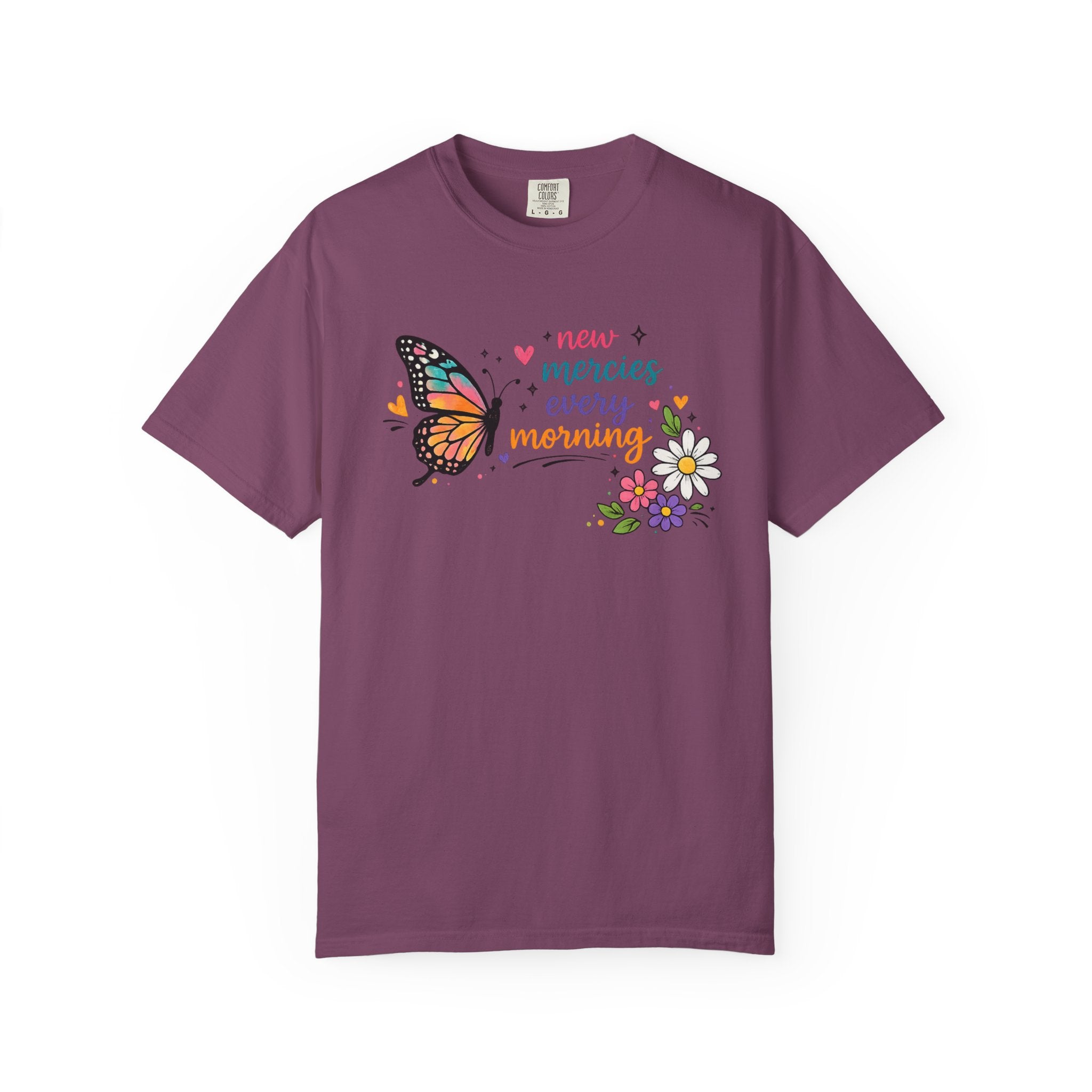 New Mercies Every Morning T-Shirt — Butterfly Floral Inspirational Tee