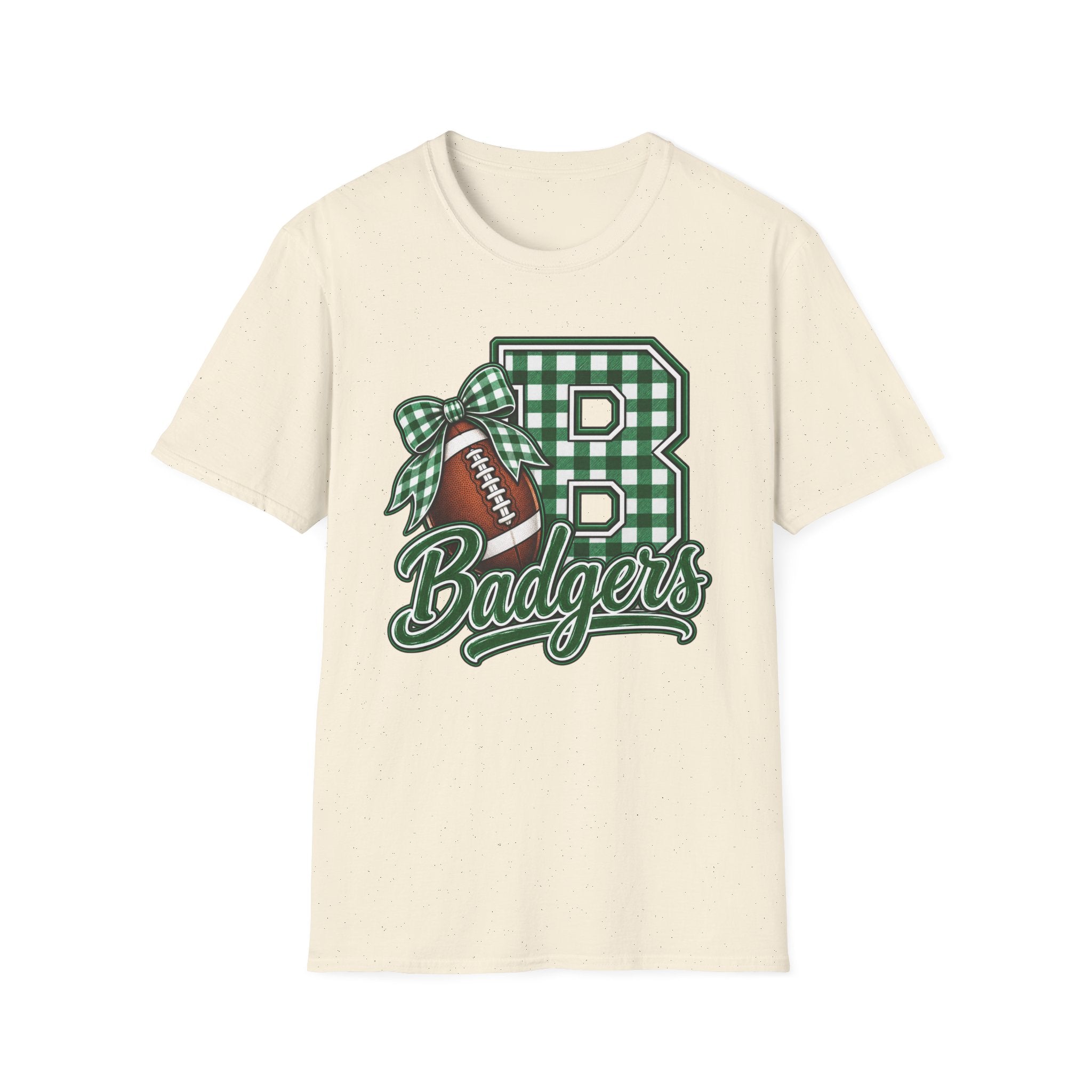 Badgers Football Gingham Initial T-Shirt