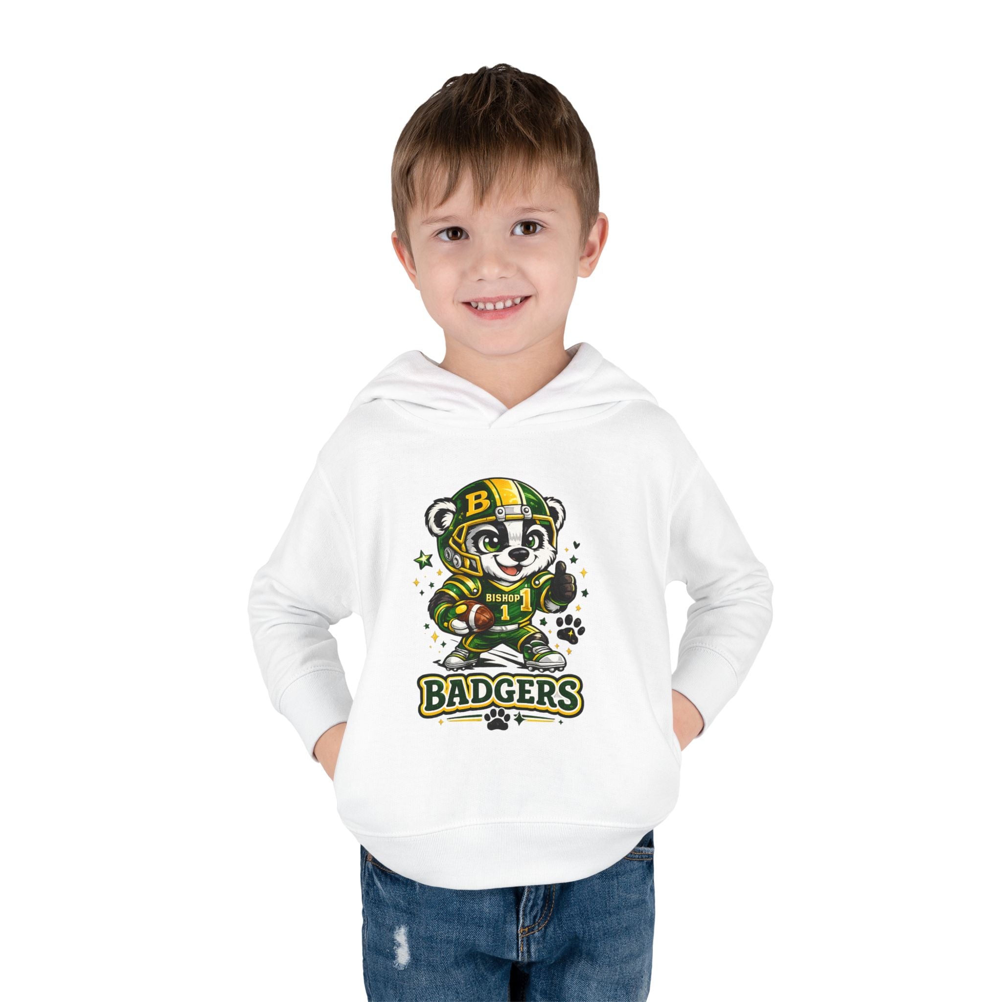 Toddler Hoodie — Cute Badger Mascot Football Pullover