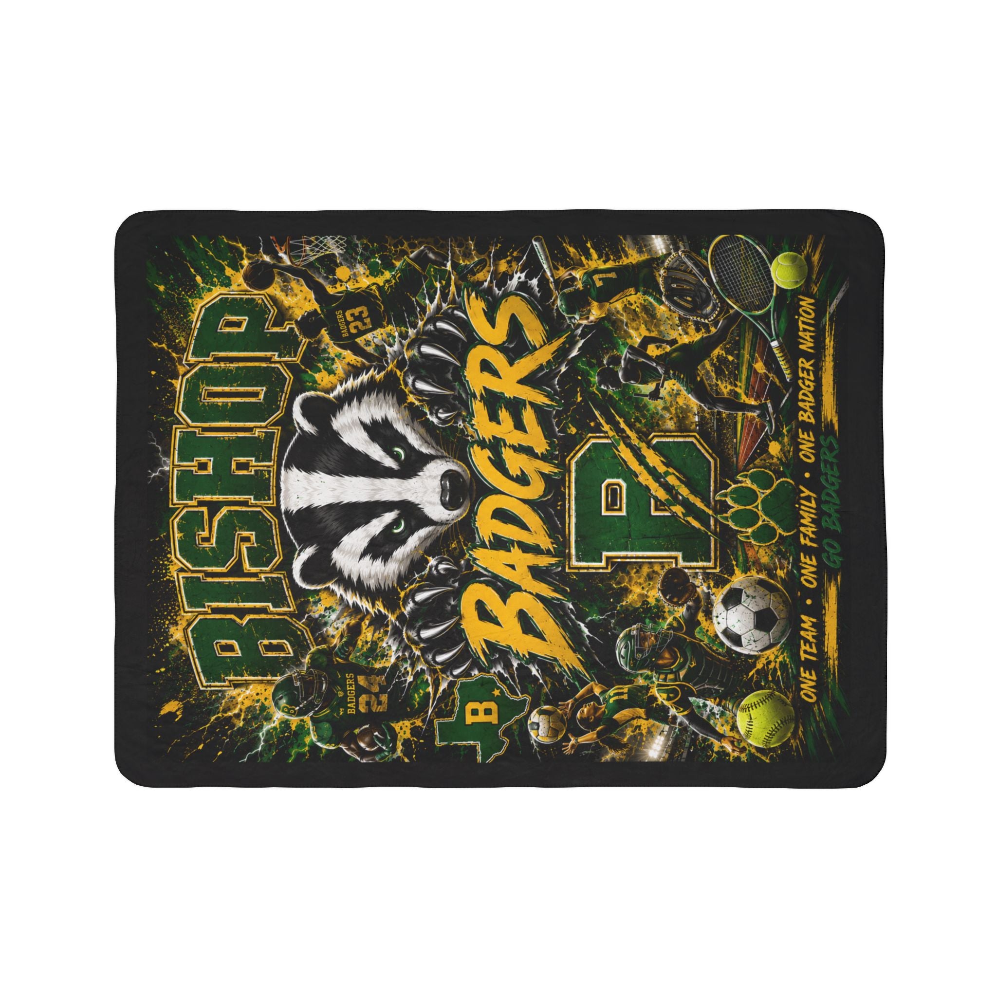 Badgers Sherpa Blanket – Bishop Team Spirit Fleece