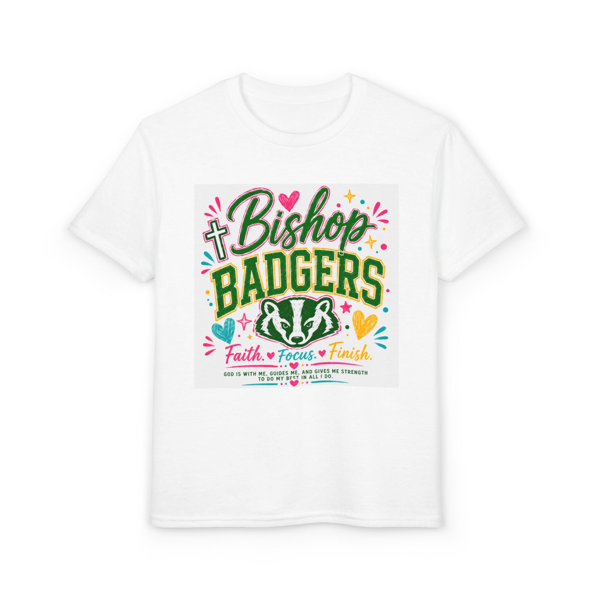 Youth T-Shirt — Bishop Badgers Faith, Focus, Finish School Spirit Tee
