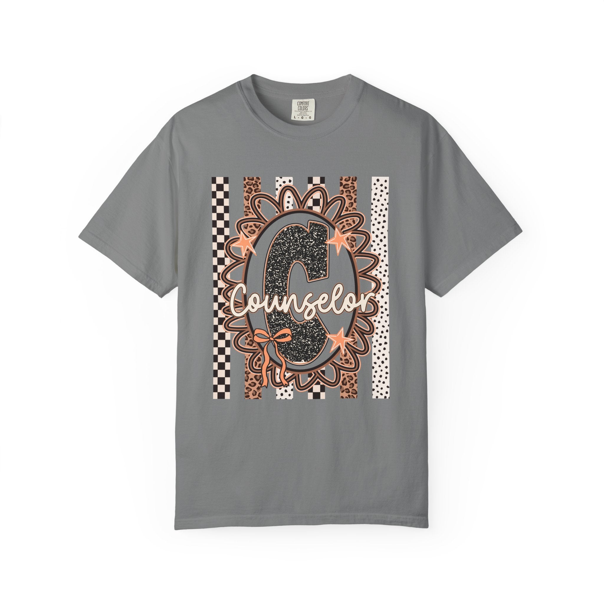 Counselor C Graphic T-Shirt — Leopard Print & Boho Trim
