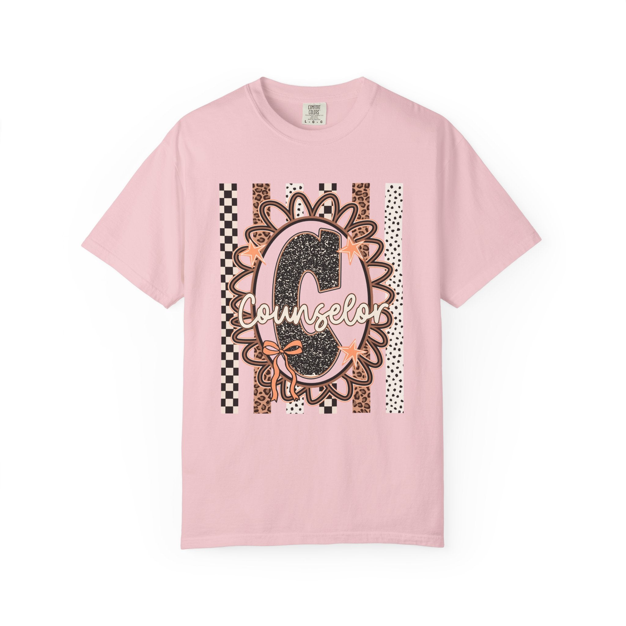 Counselor C Graphic T-Shirt — Leopard Print & Boho Trim