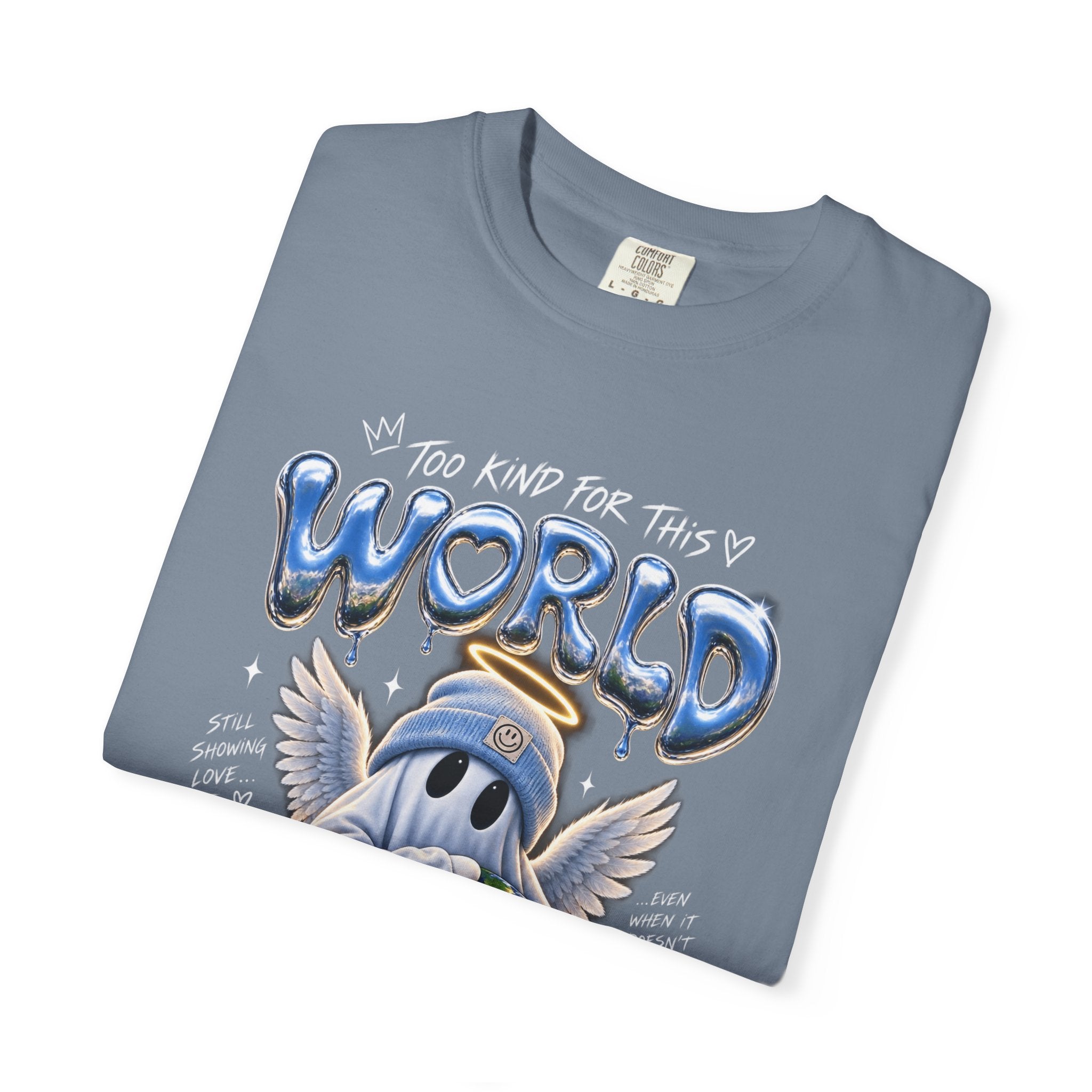 World Guardian Graphic Tee — Angel Skull Holding Earth Casual T-Shirt