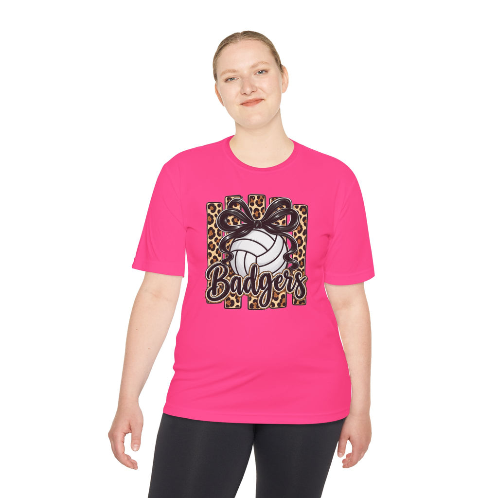 Badgers Leopard Volleyball Tee — Moisture-Wicking Athletic Shirt
