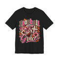 Football and Grace T‑Shirt — Floral Cross Christian Football Mom Tee
