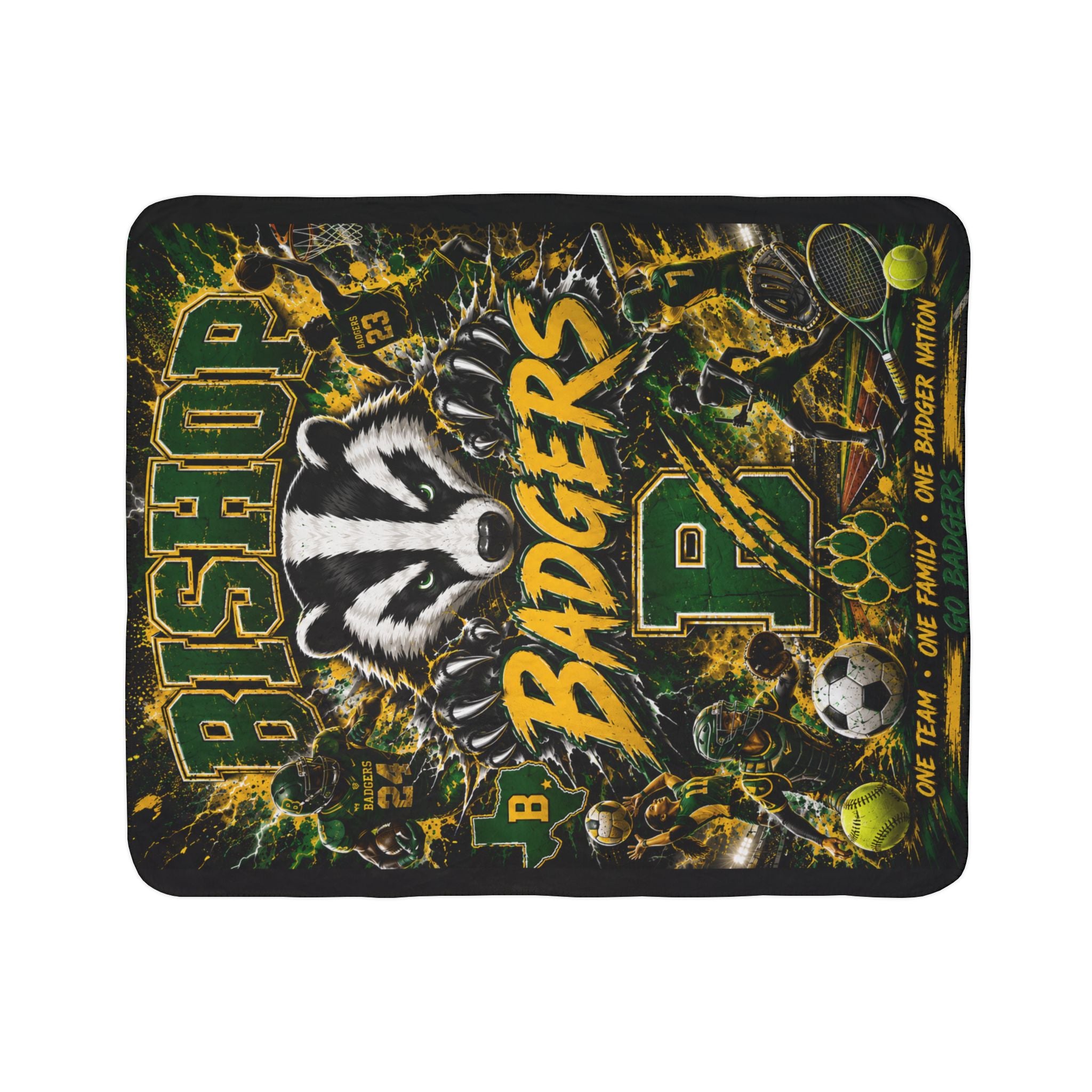 Badgers Sherpa Blanket – Bishop Team Spirit Fleece