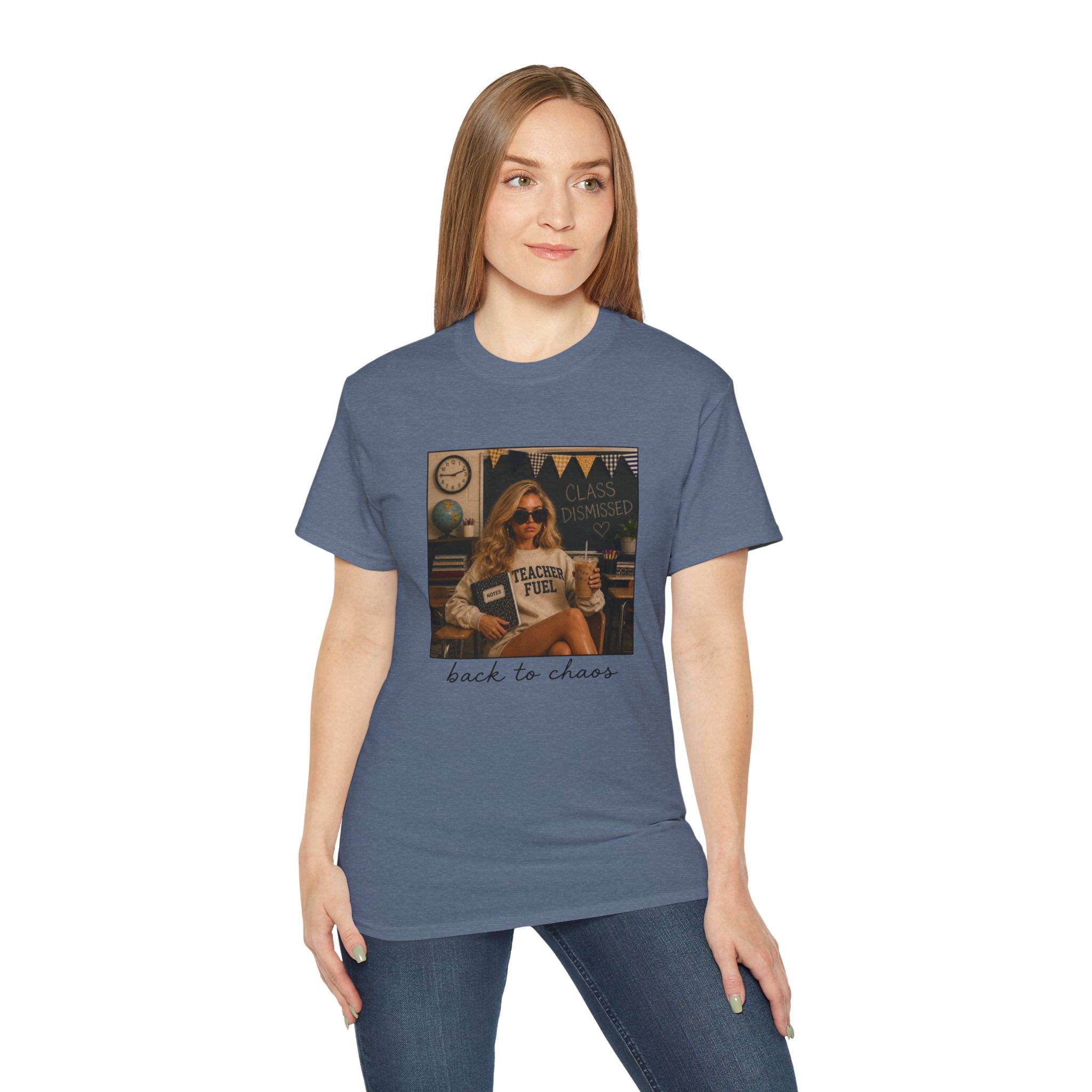 Back to Chaos Teacher Fuel T-Shirt — Funny Retro Classroom Shirt for Teachers