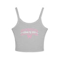 Senior Bow Spaghetti Strap Tank Top — Class of (Senior) Pink Lettering Crop