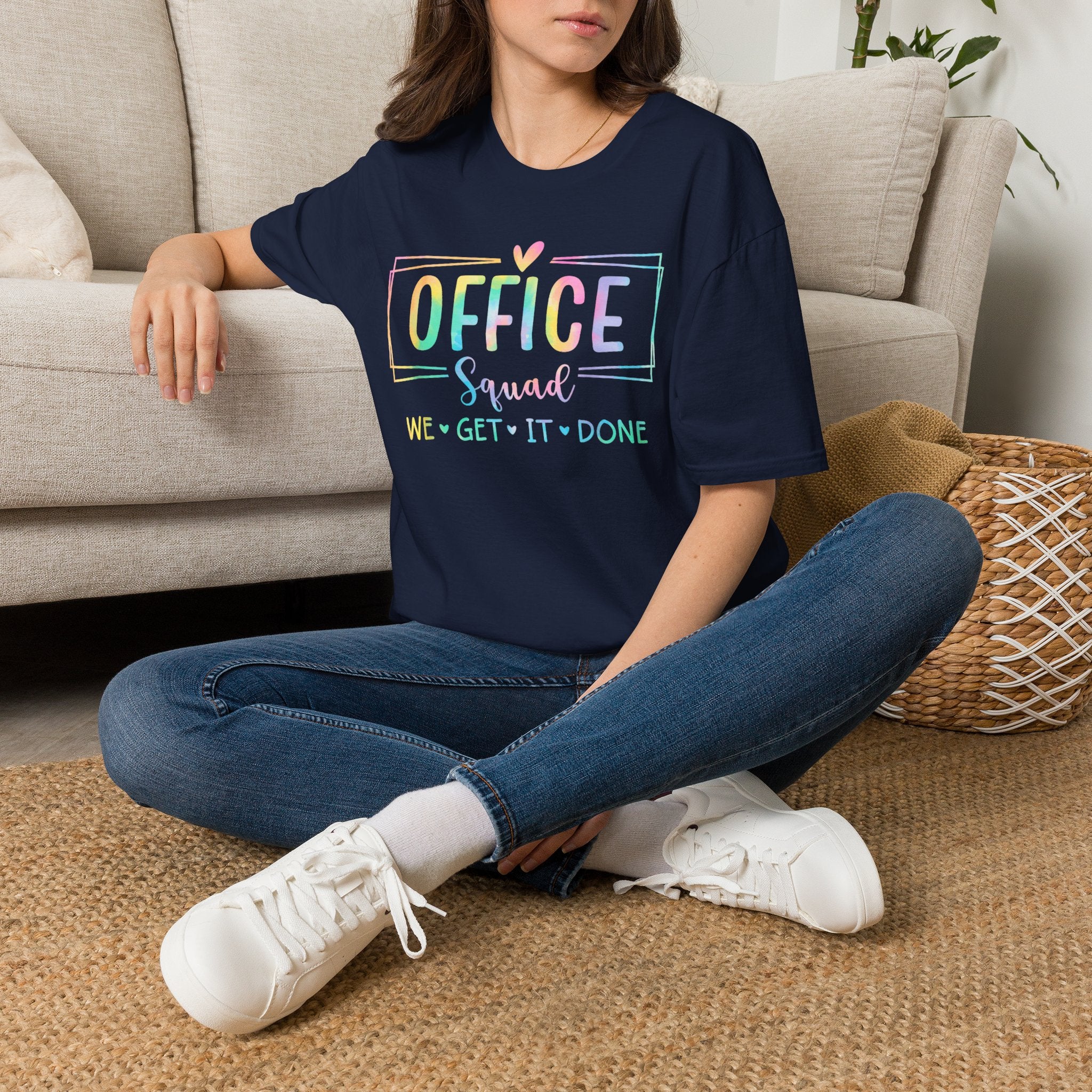 Office Squad Tee — Colorful "We Get It Done" Teamwork T‑Shirt