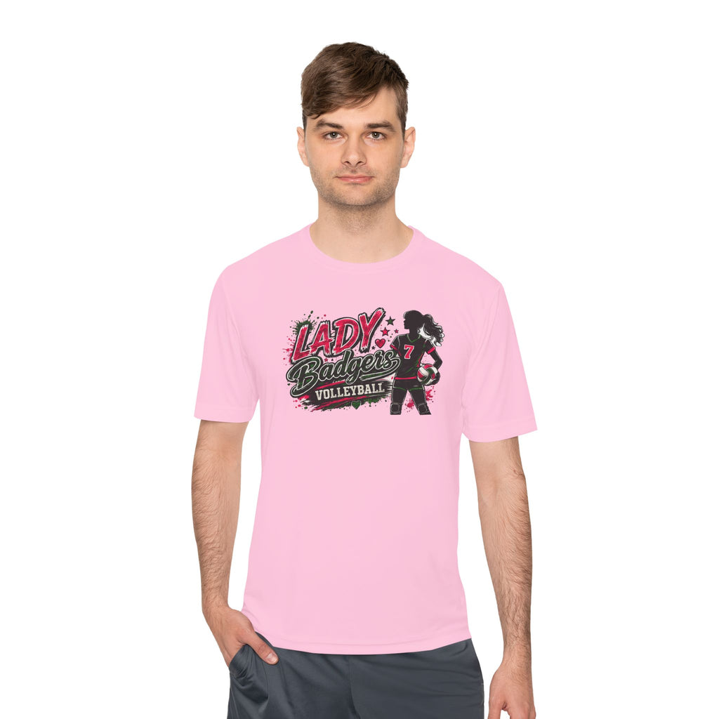 Lady Badgers Volleyball Tee — Girls Volleyball Moisture-Wicking Shirt