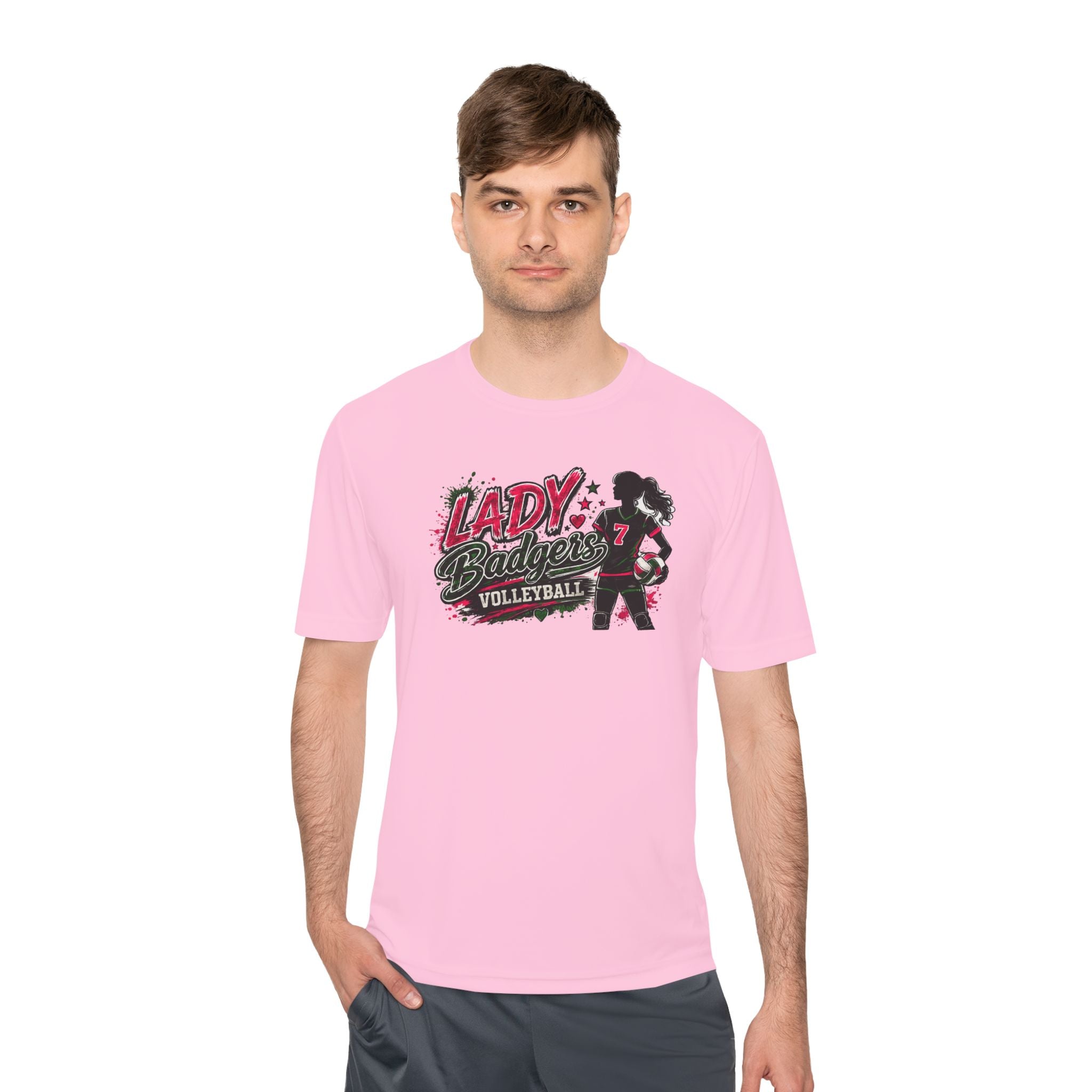 Lady Badgers Volleyball Tee — Girls Volleyball Moisture-Wicking Shirt