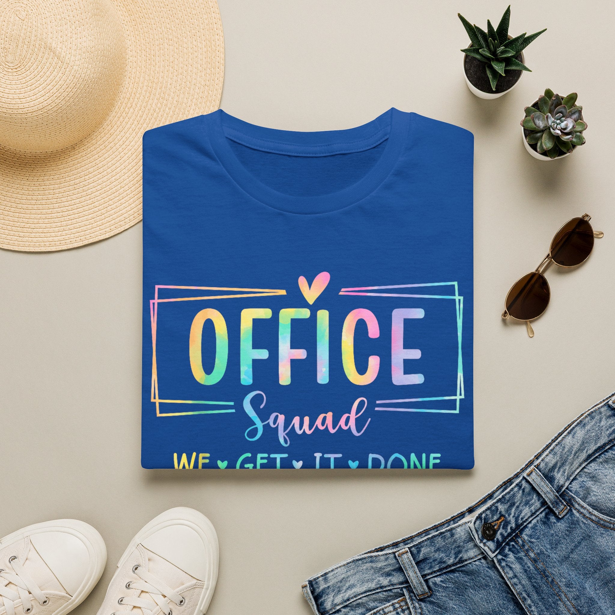 Office Squad Tee — Colorful "We Get It Done" Teamwork T‑Shirt