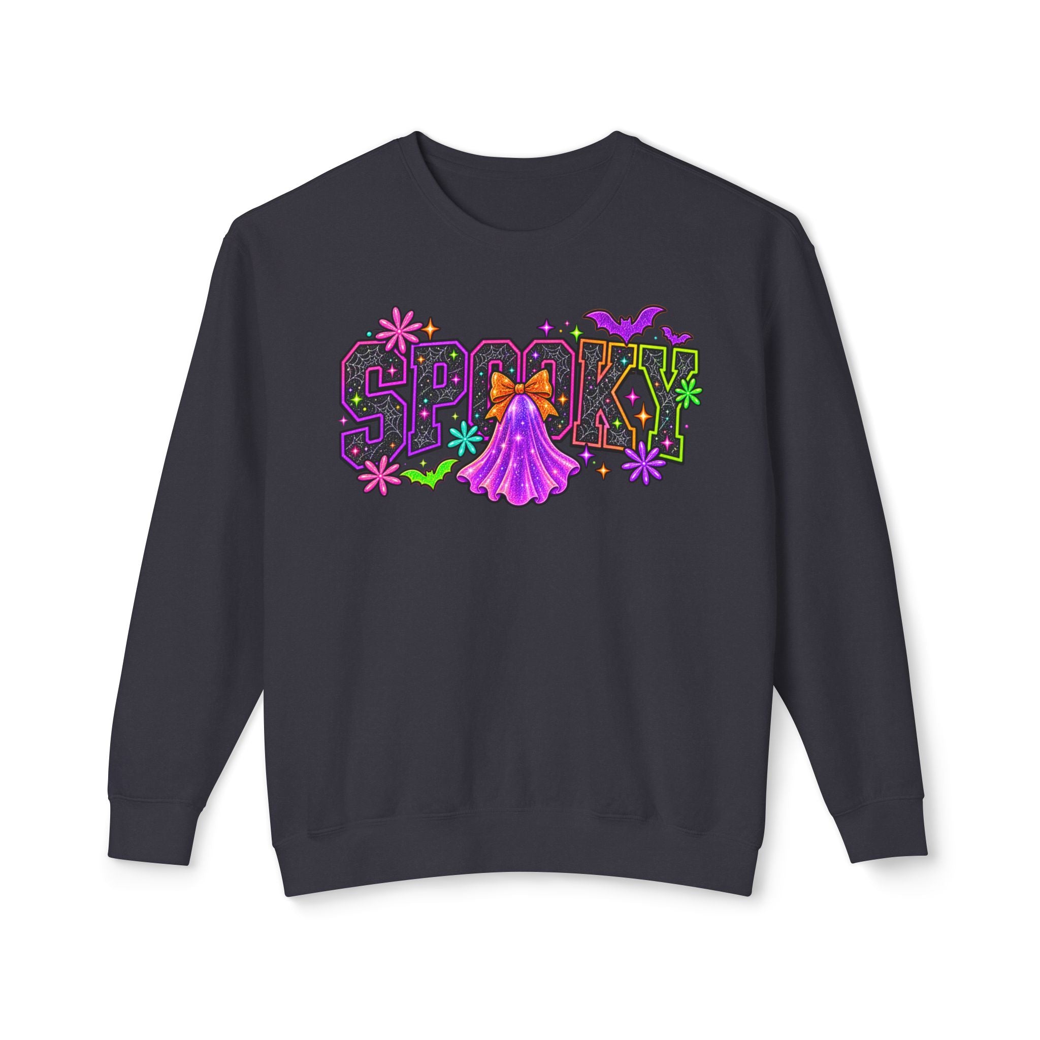 Spooky Ghost Crewneck Sweatshirt – Neon Halloween Graphic