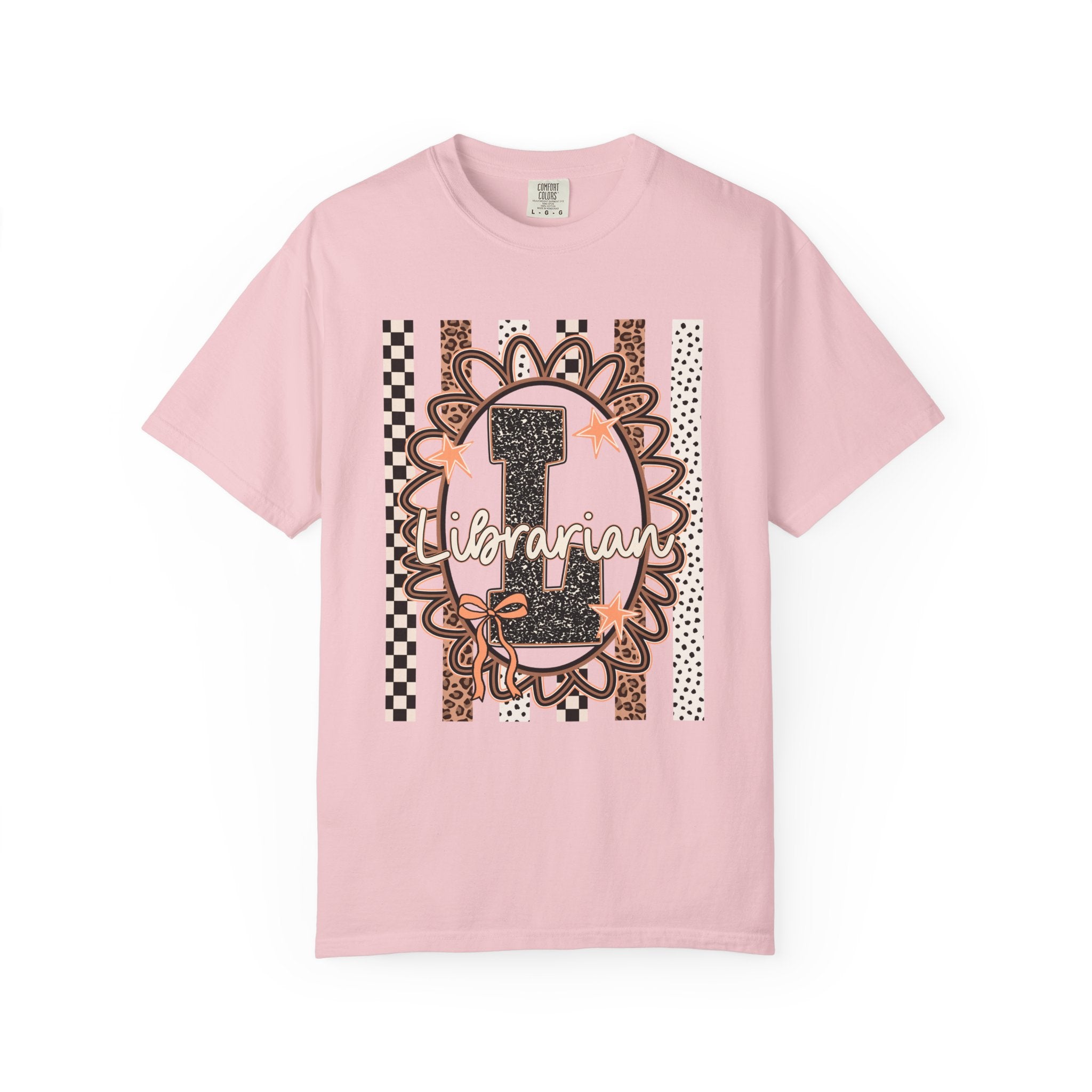 Librarian Initial 'L' Graphic T-Shirt — Leopard & Checker Vintage Vibe