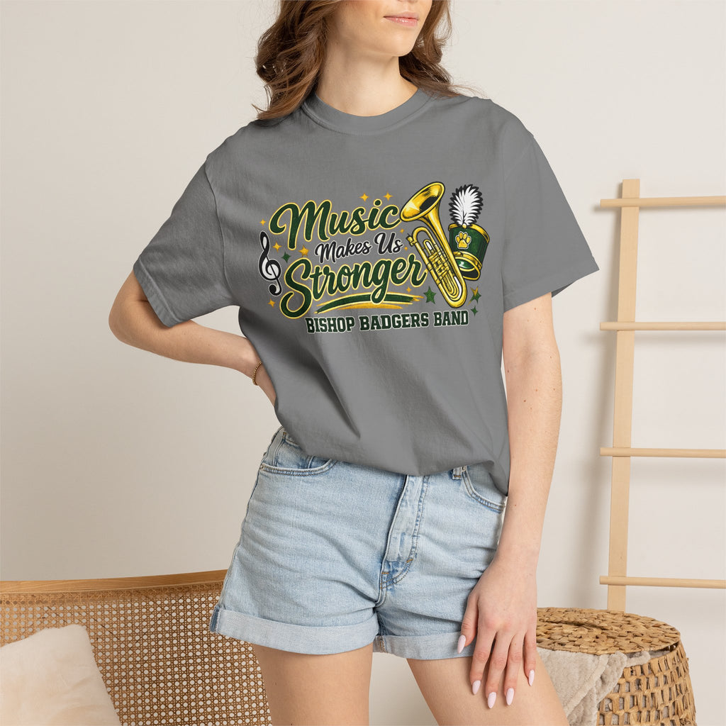 Music Makes Us Stronger T-Shirt — Bishop Badgers Band Graphic Tee