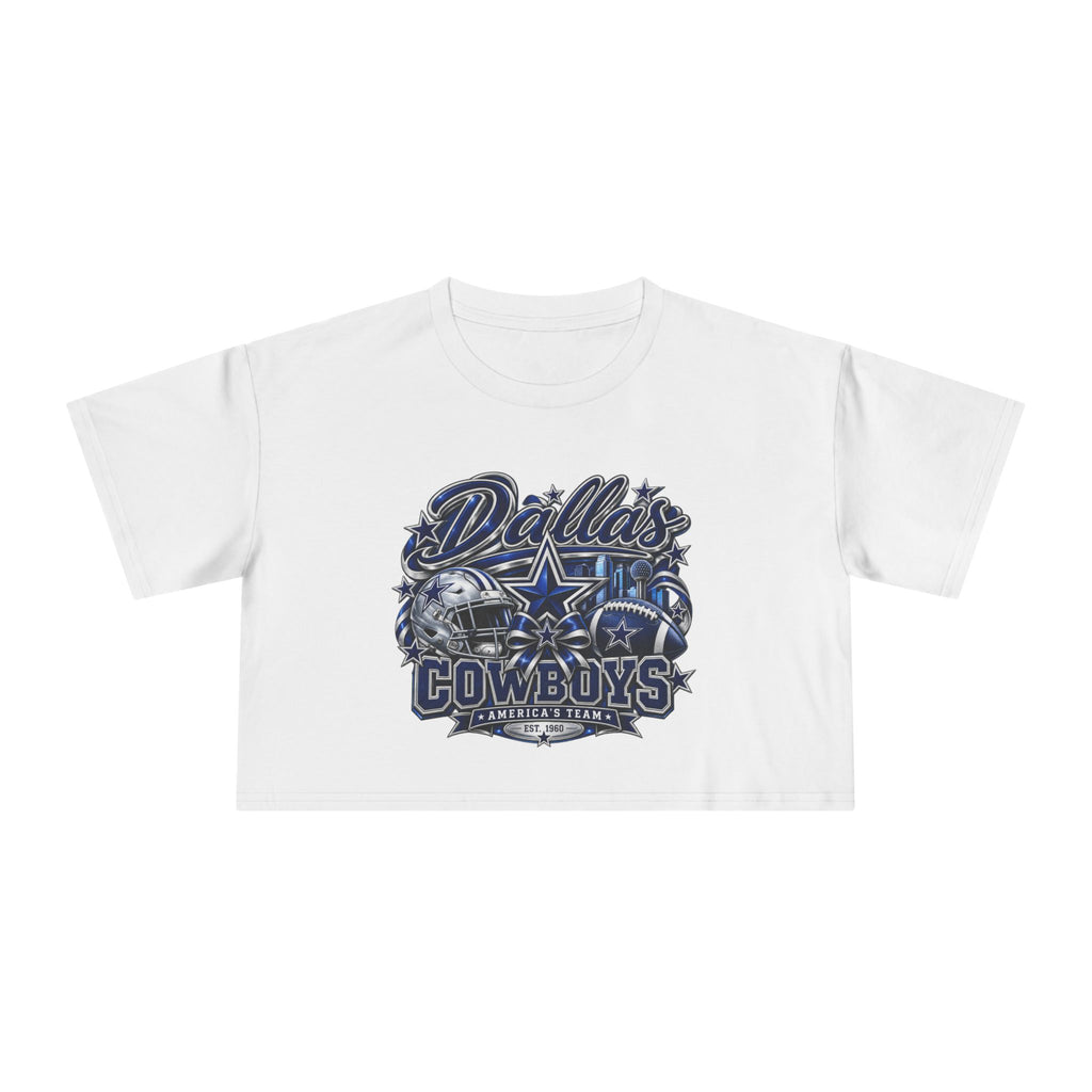 Dallas Cowboys Women's Crop Tee – Retro Team Logo Football Fan Shirt