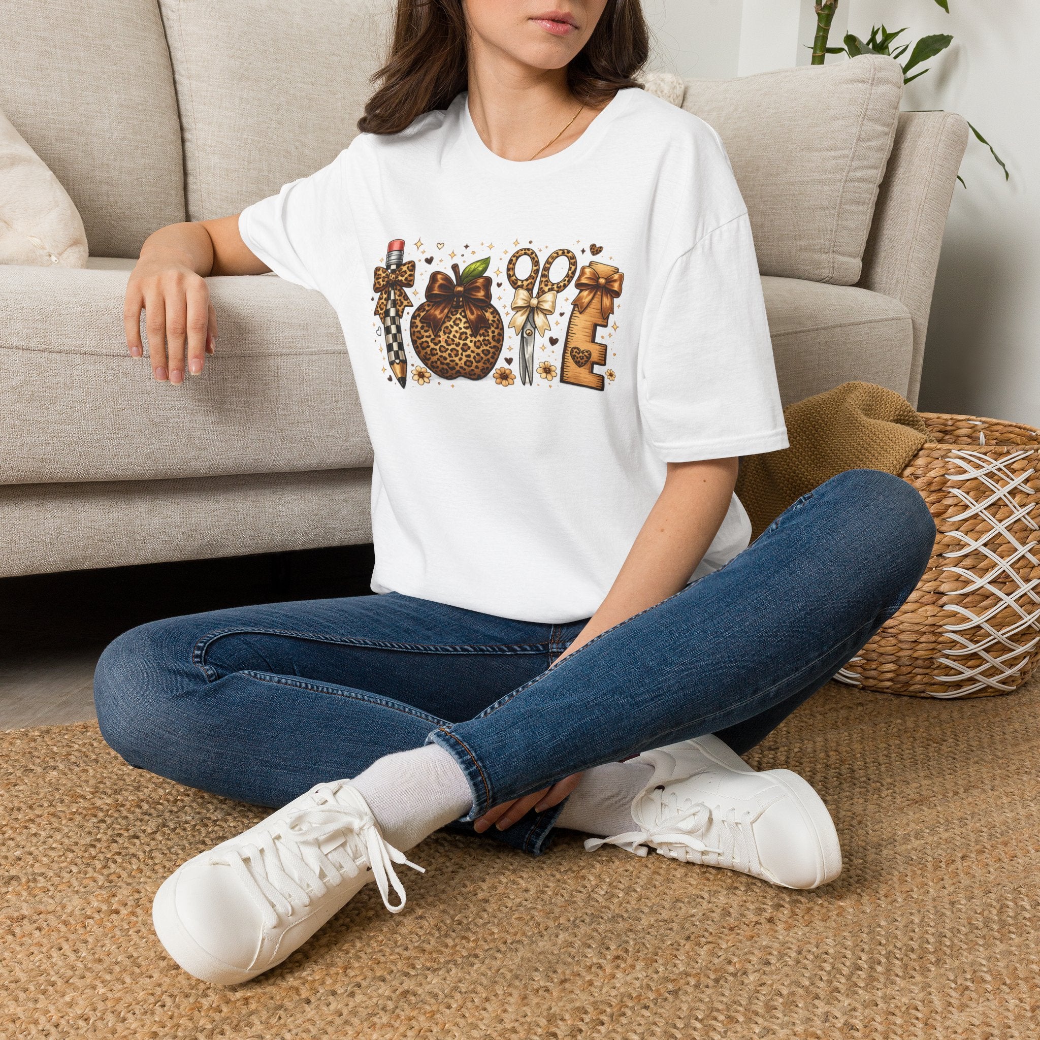 Leopard Sewing Tools T-Shirt — Scissors, Tape Measure & Pin Cushion Sewing Graphic Tee