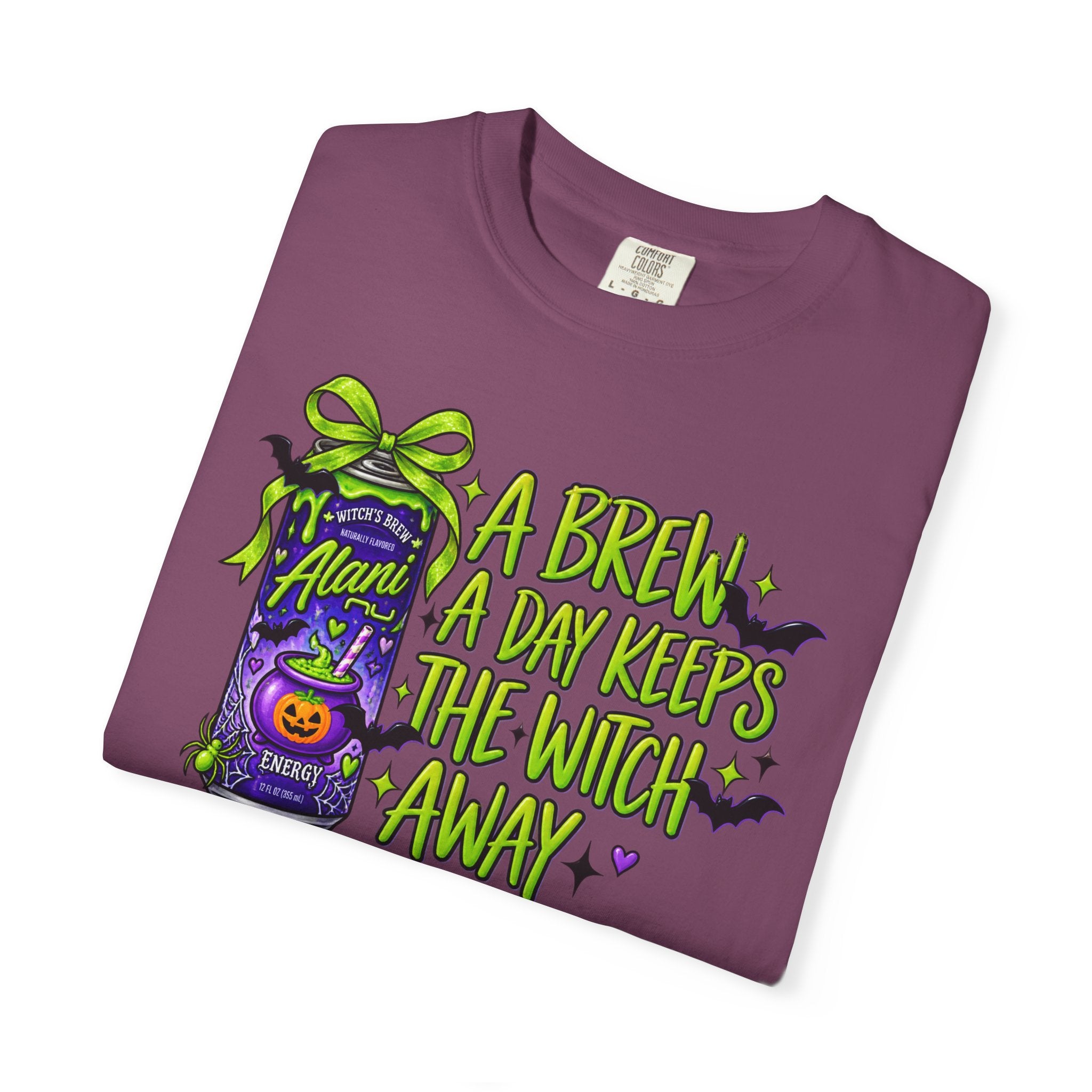 Halloween Coffee T-Shirt — "A Brew A Day Keeps The Witch Away" Graphic Tee
