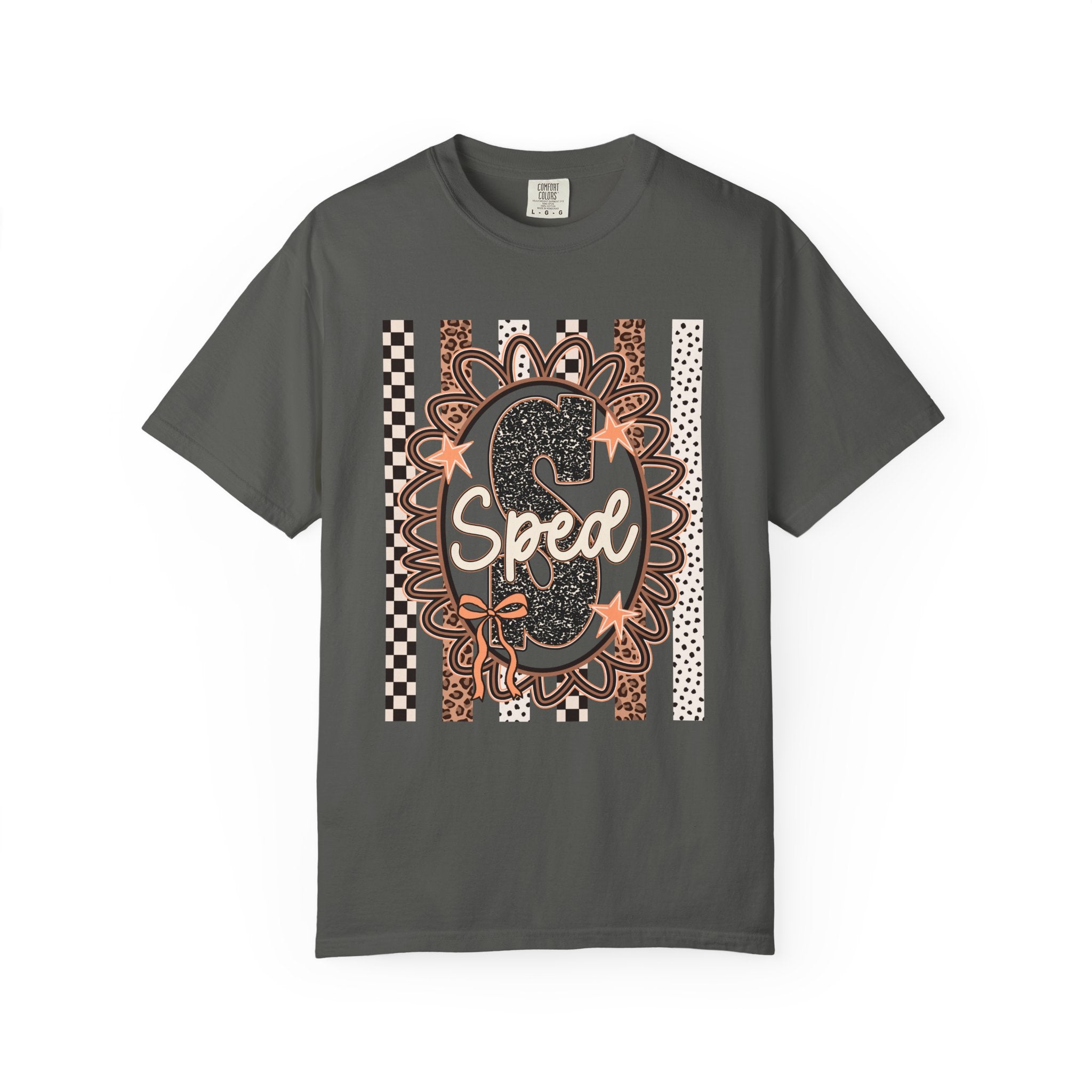 Speed S Graphic Tee — Vintage Leopard Floral Checkerboard Design
