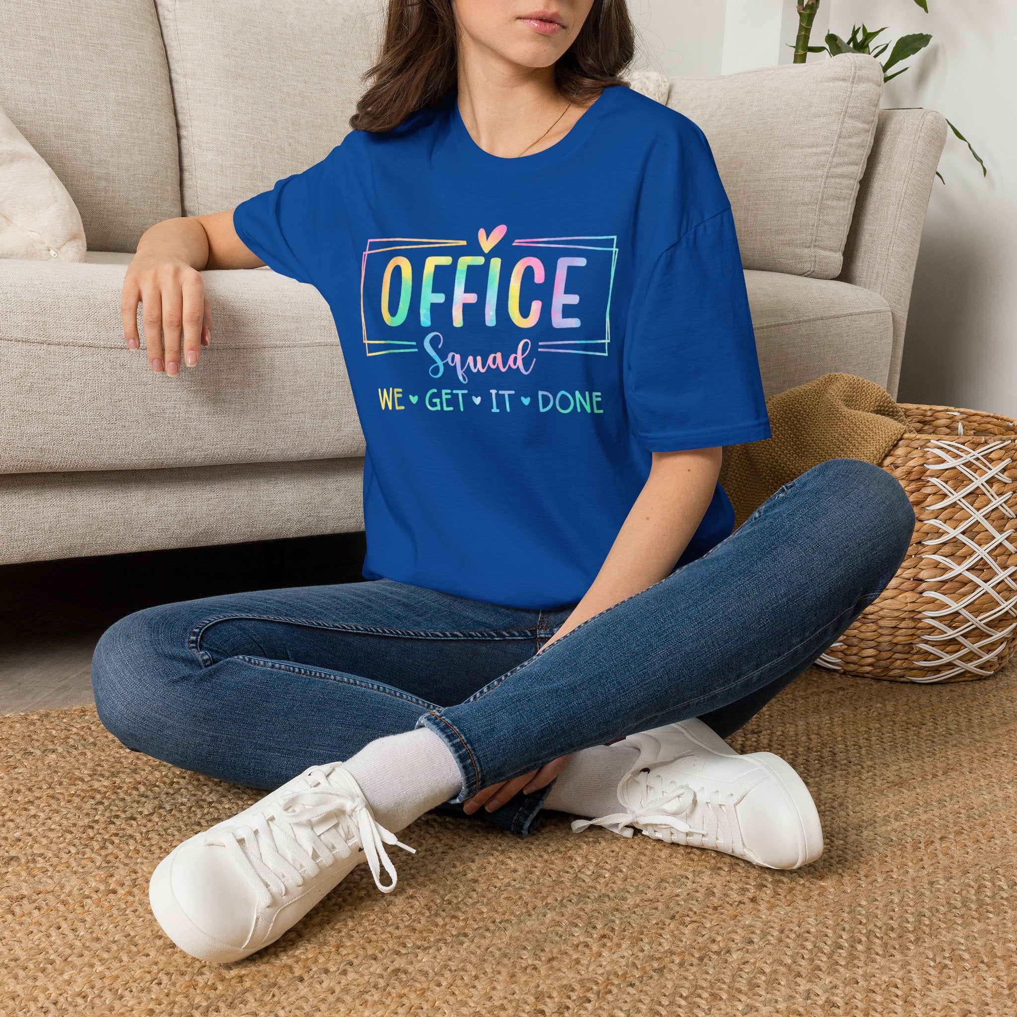 Office Squad Tee — Colorful "We Get It Done" Teamwork T‑Shirt