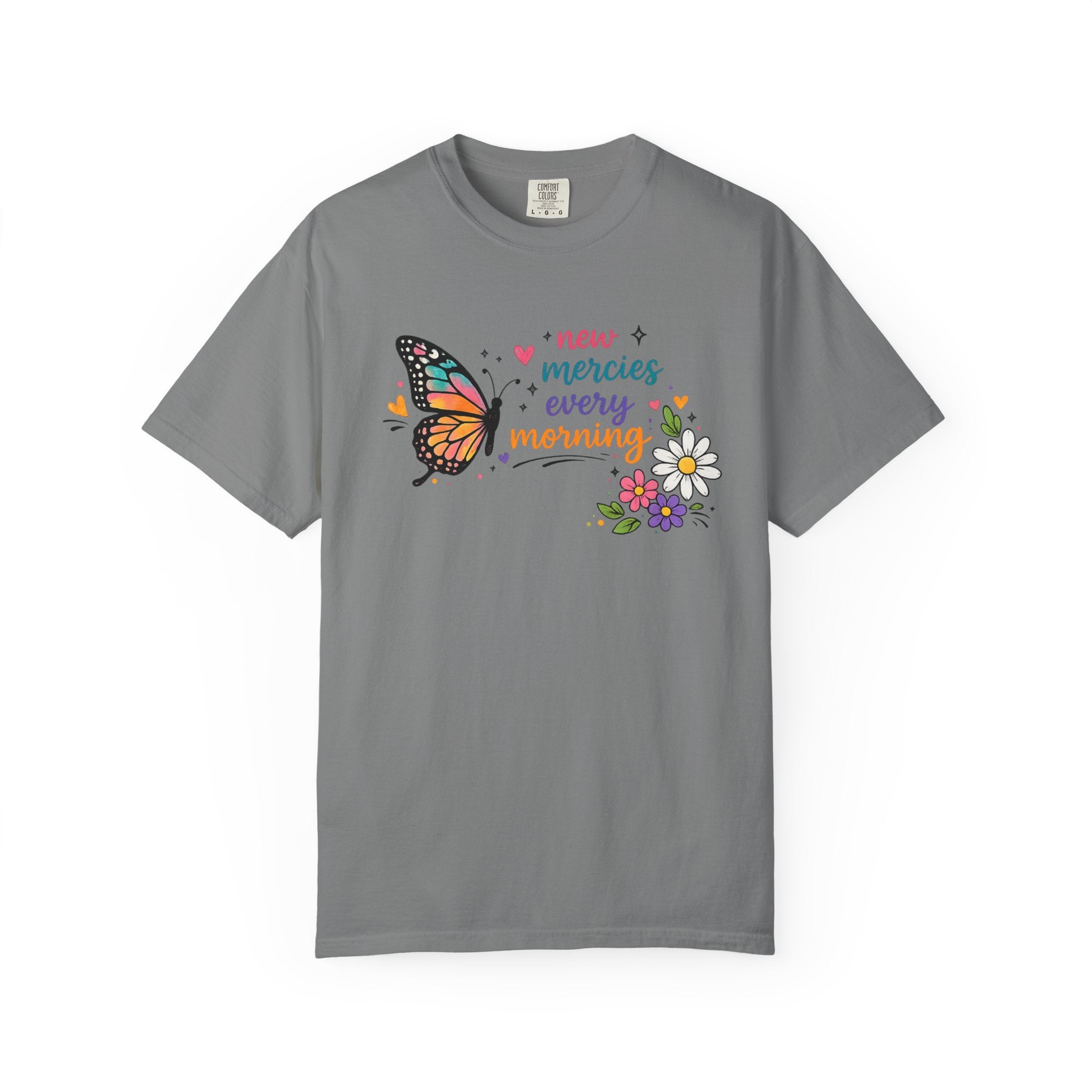 New Mercies Every Morning T-Shirt — Butterfly Floral Inspirational Tee