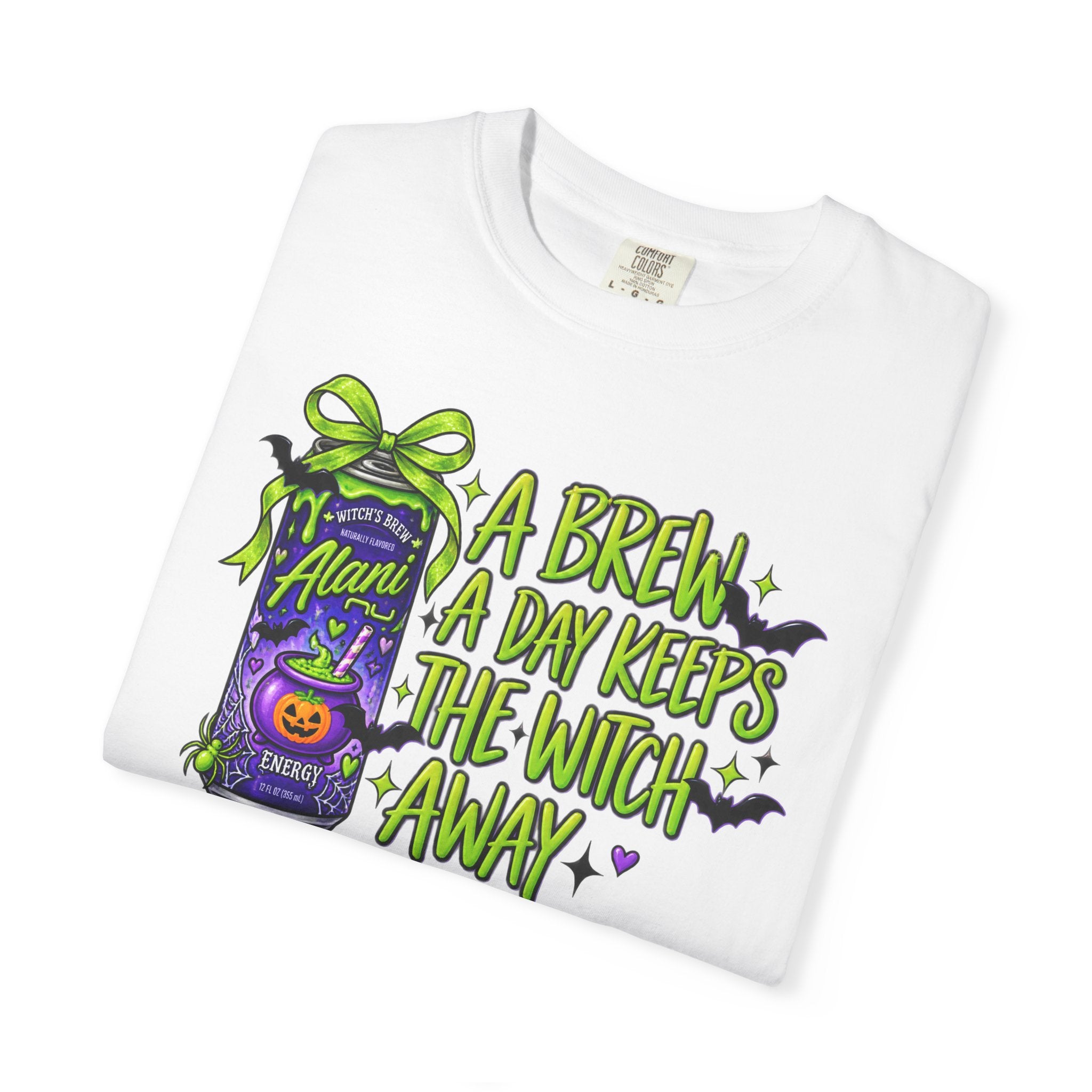 Halloween Coffee T-Shirt — "A Brew A Day Keeps The Witch Away" Graphic Tee