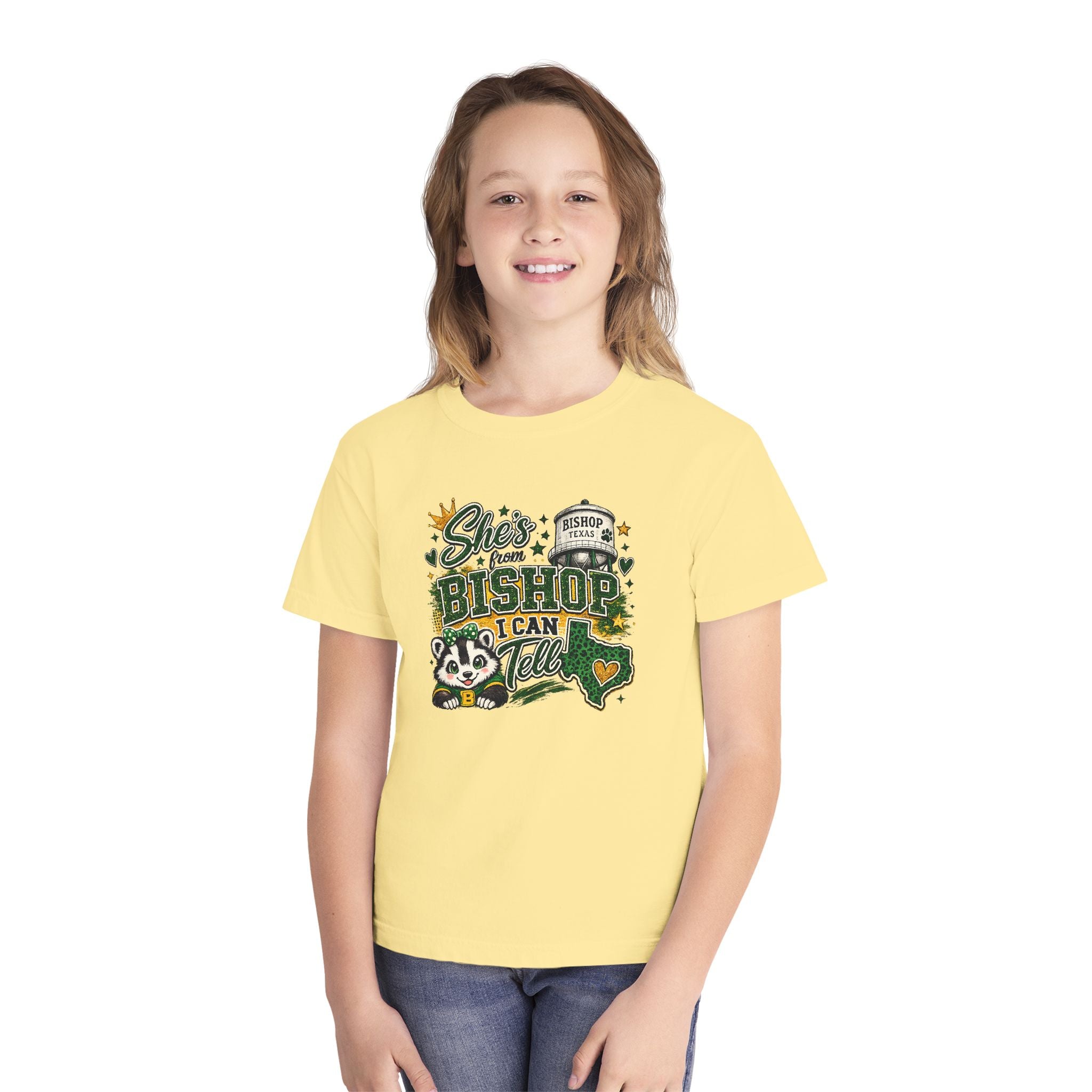 Youth Tee – 'She's From Bishop I Can Tell' Cute California Panda Graphic Shirt