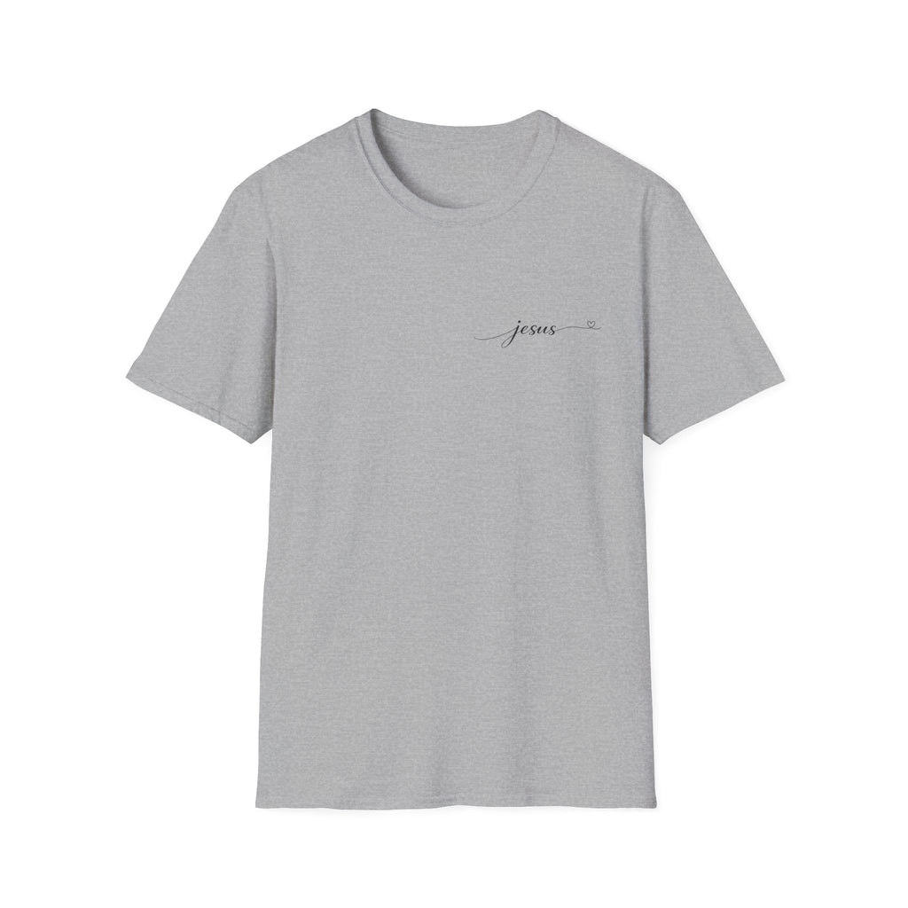 Jesus Minimal Script T-Shirt — Small Chest Faith Tee