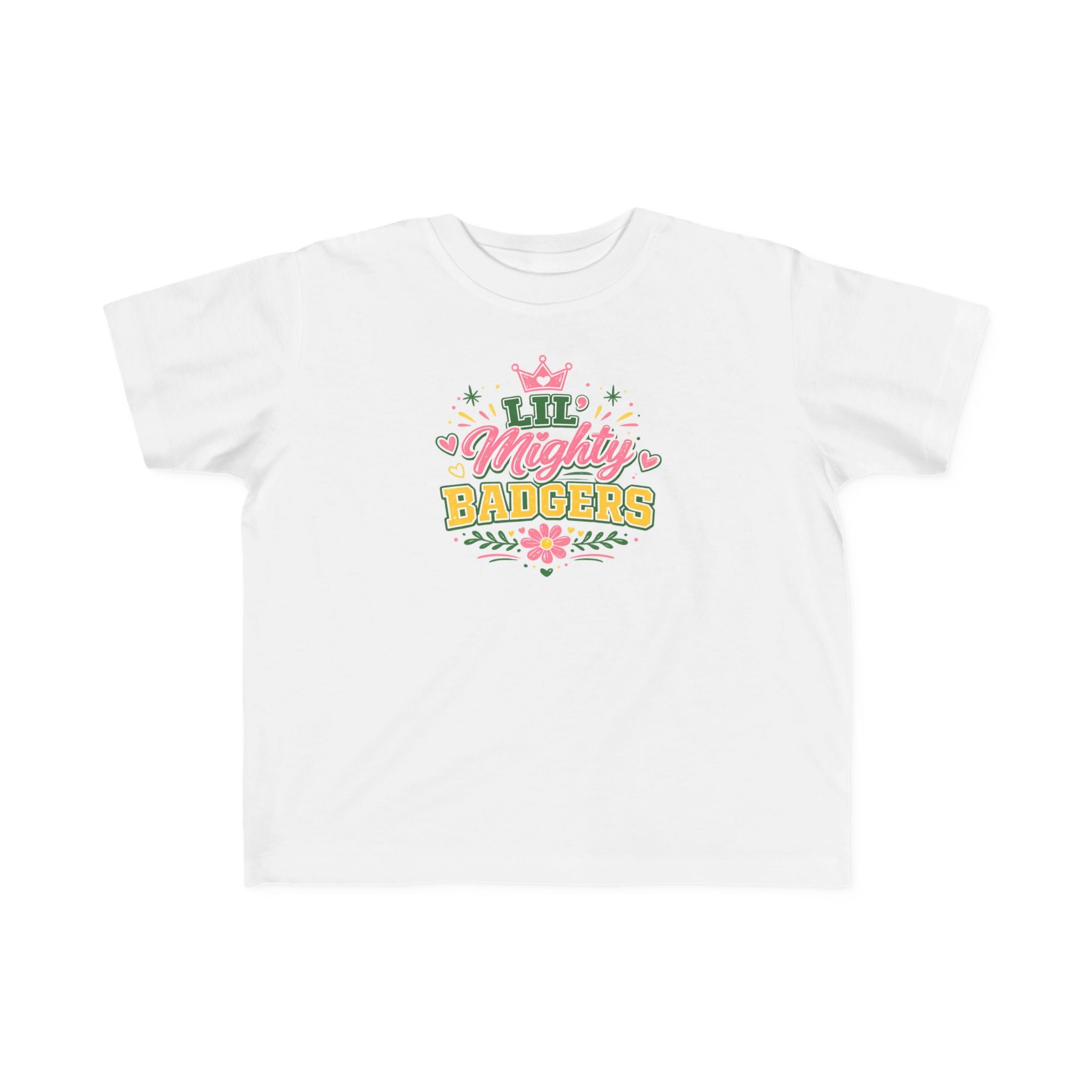 Toddler Tee — 'Lil Mighty Badger' Cute Floral Graphic