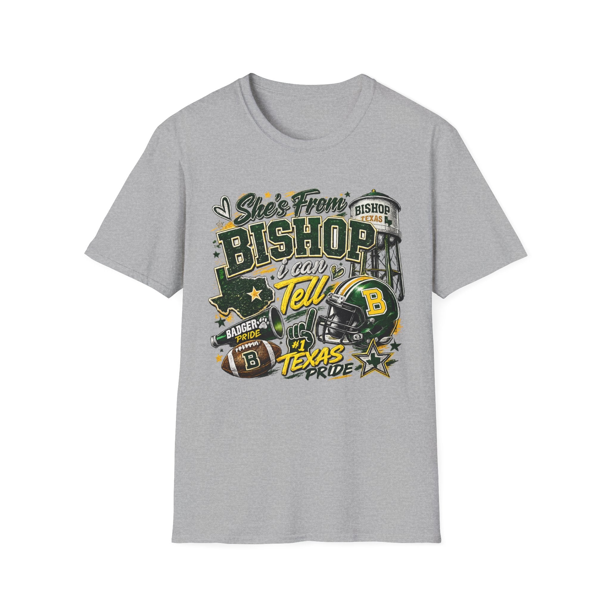 Bishop, Texas Pride T-Shirt — “She's From Bishop I Can Tell” Local Football Spirit Tee