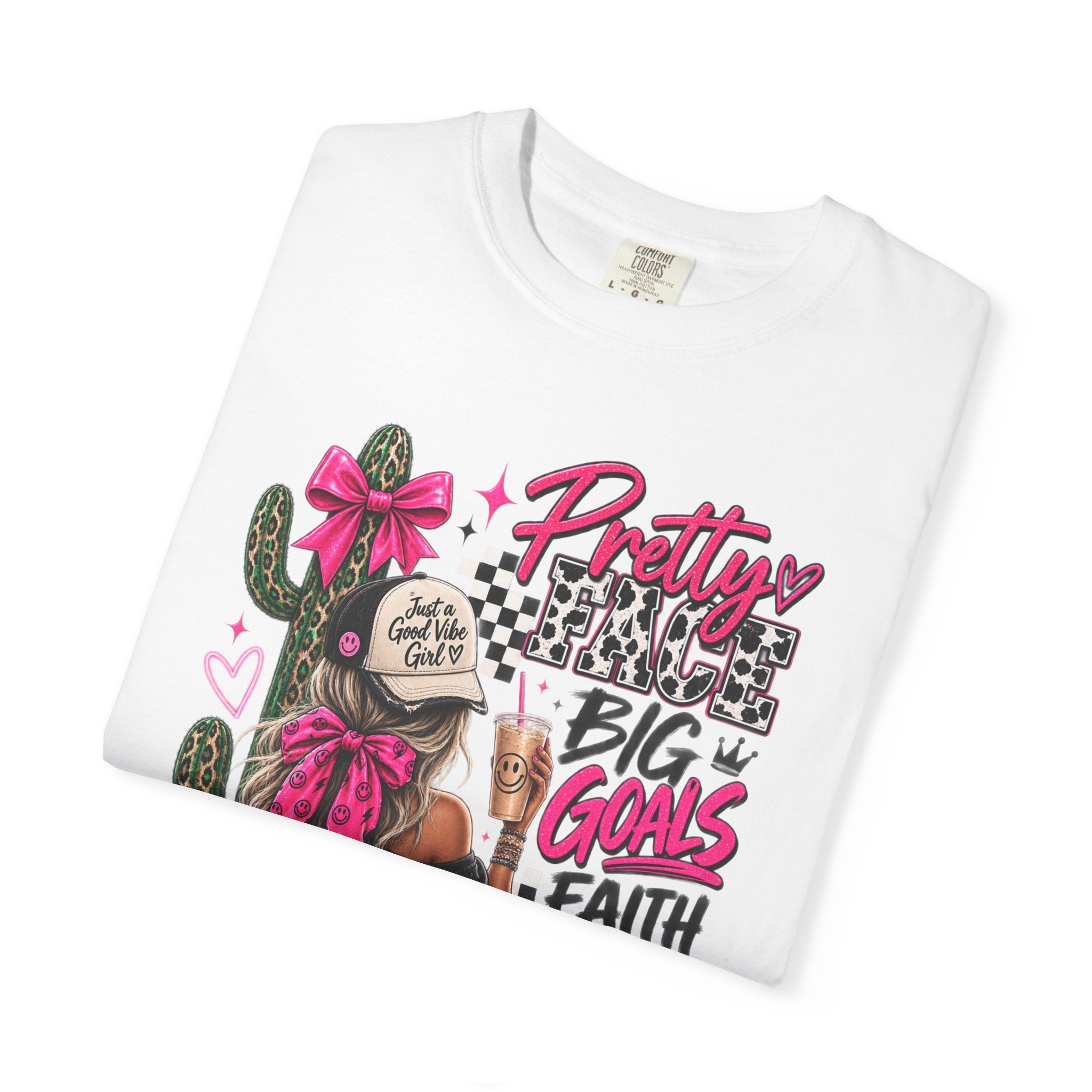 Pretty Girl Vibes Graphic T-Shirt — "Pretty, Big Goals, Faith Over Fear" Punk Streetwear