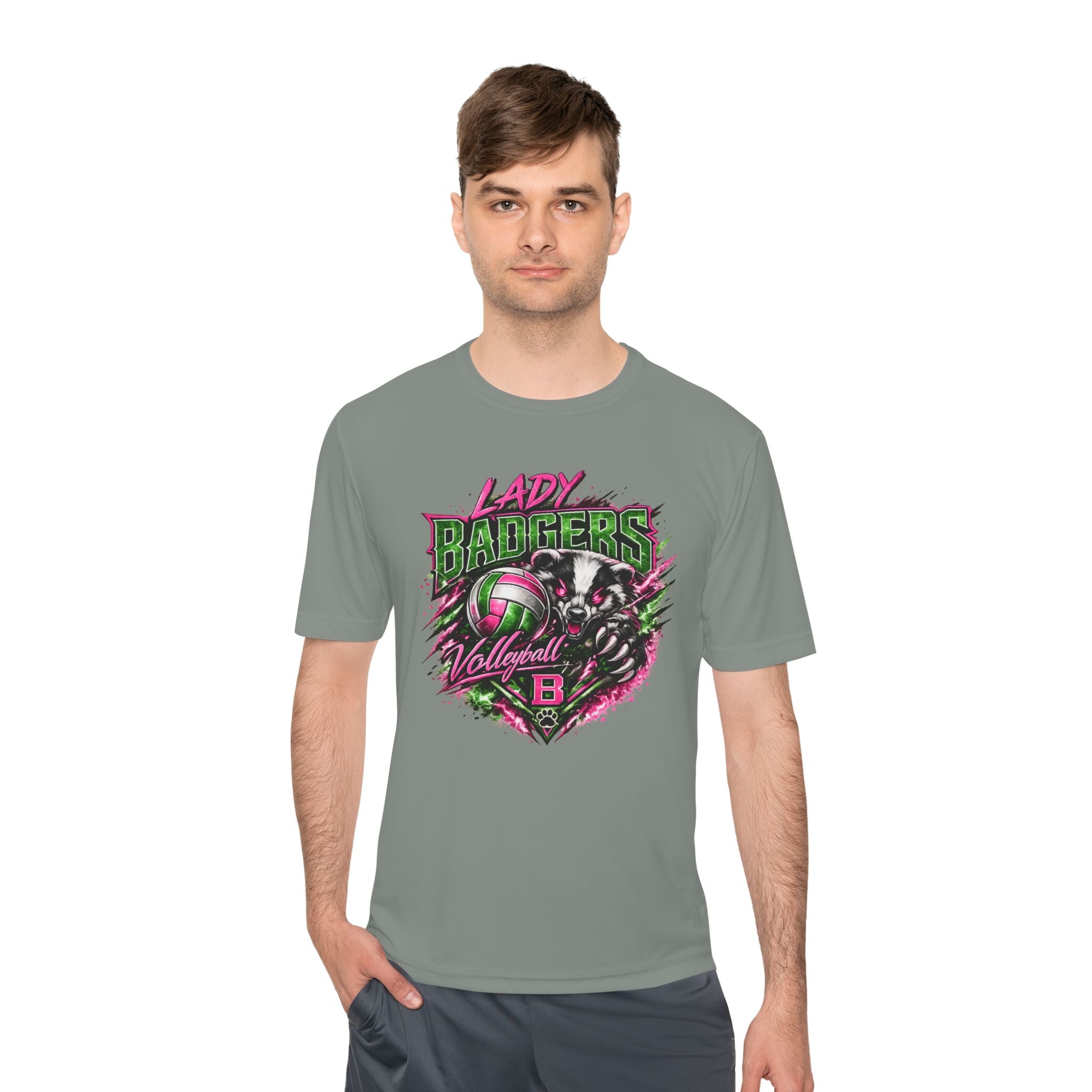 Lady Badgers Volleyball Graphic Tee — Team Spirit Moisture-Wicking Shirt