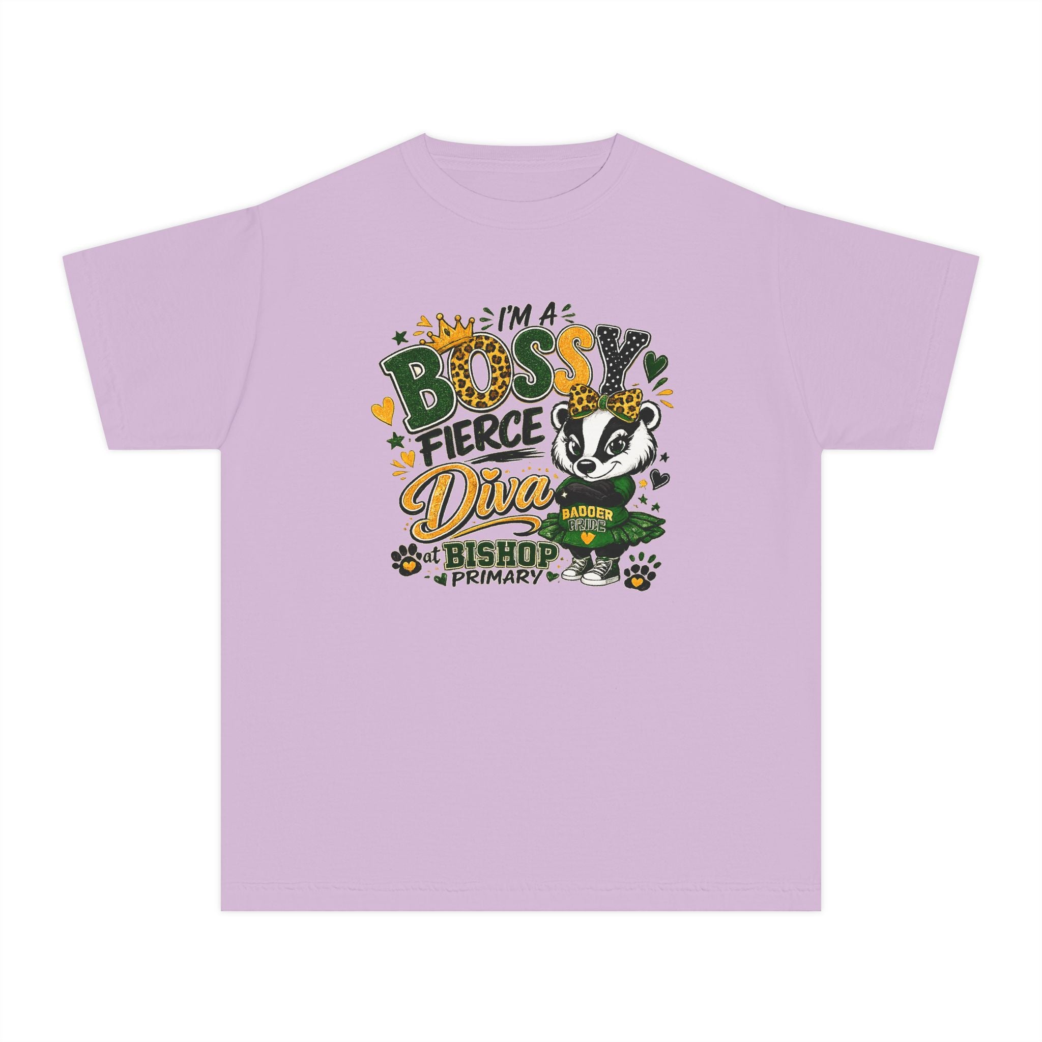 Youth Tee — "I’m A Bossy Fierce Diva" School Mascot Graphic
